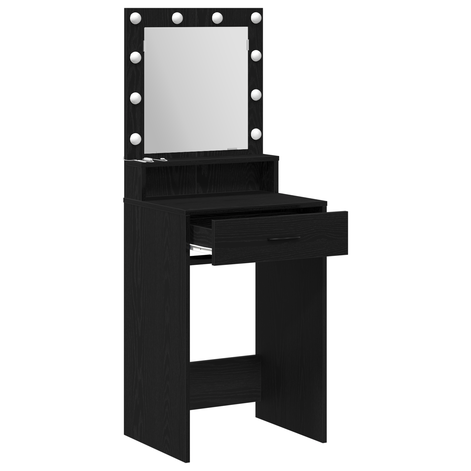 Makeup Table with LED Lights - Black Oak, 50x41x135 cm - Image 4