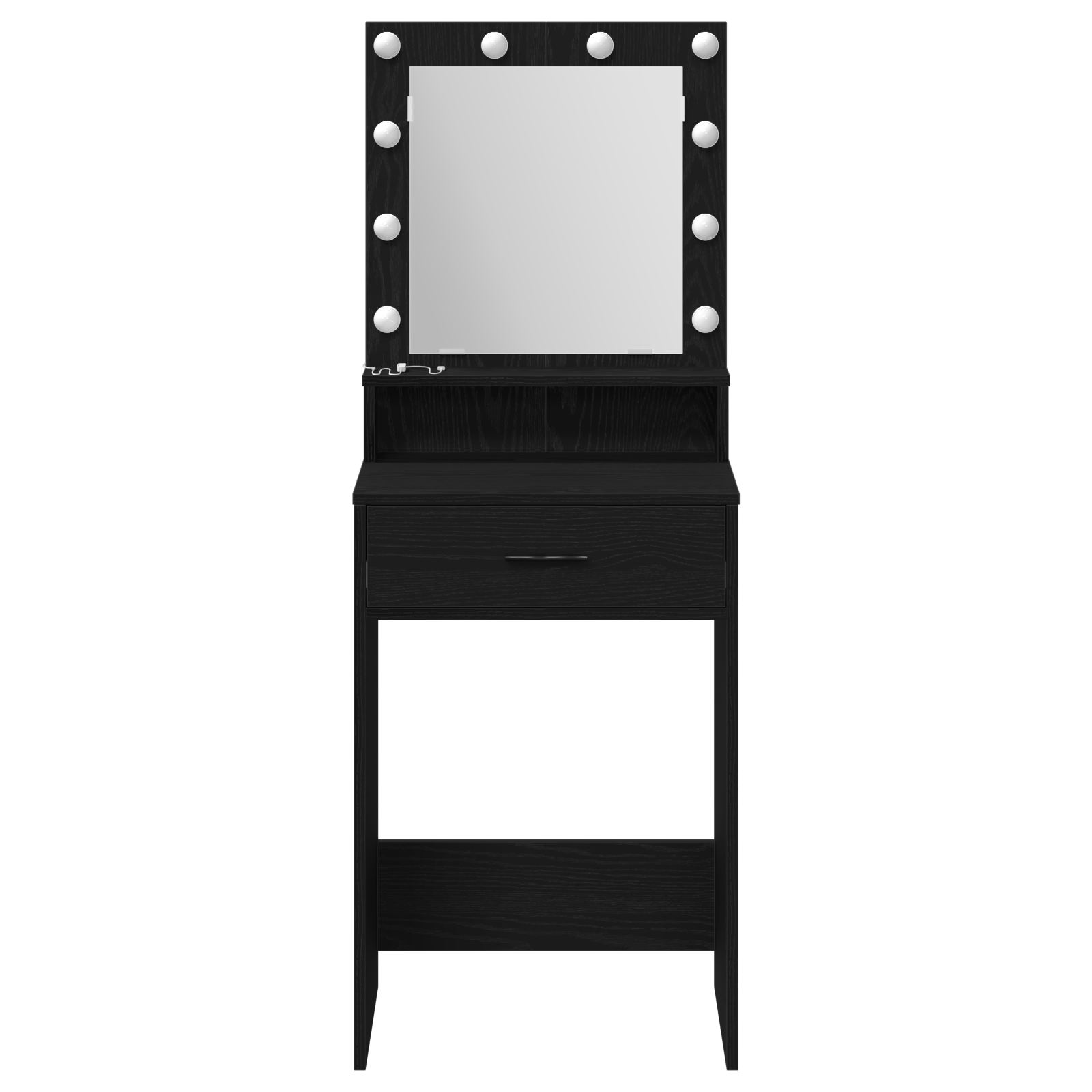 Makeup Table with LED Lights - Black Oak, 50x41x135 cm - Image 5