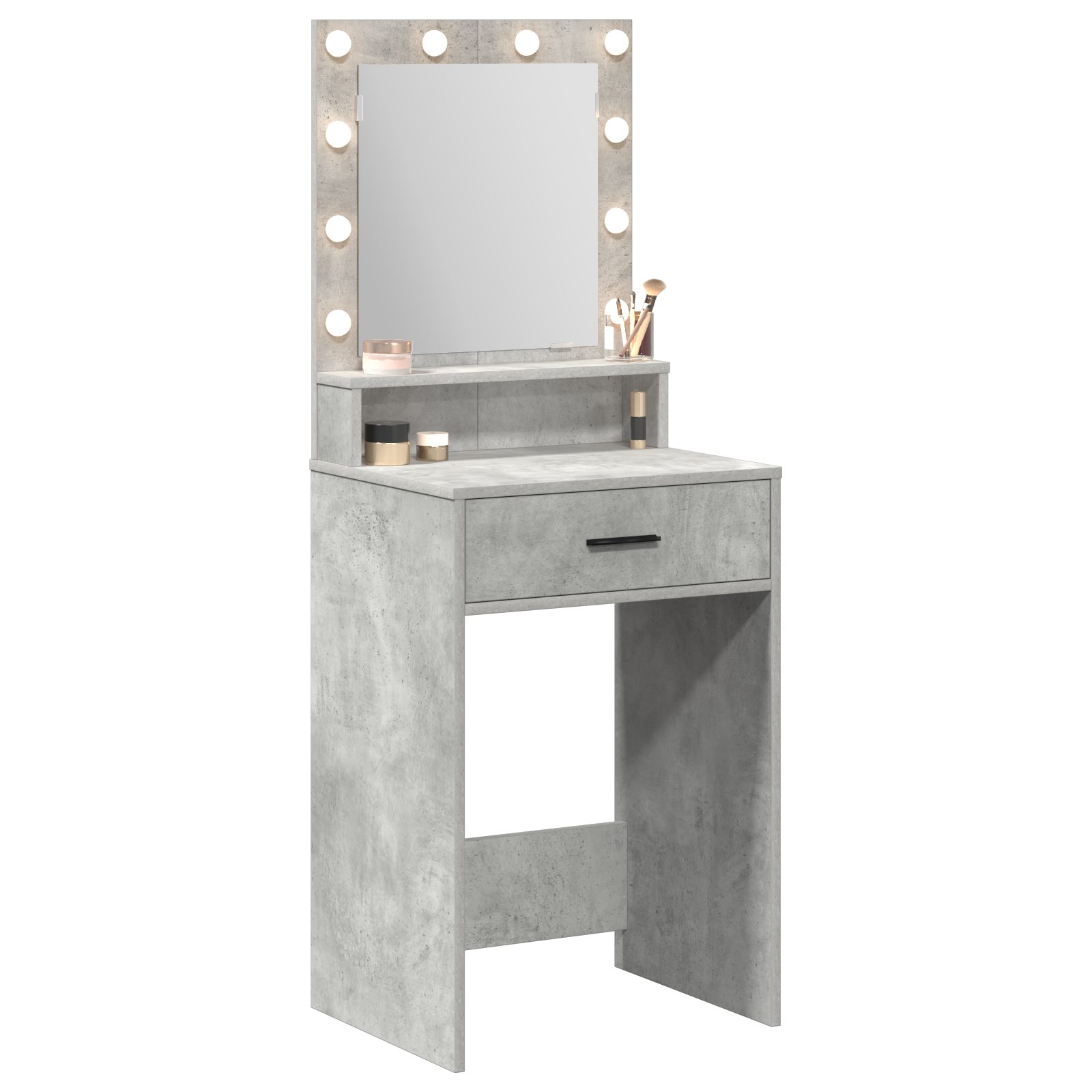 Dressing Table with LED Lights - Concrete Grey, 50 x 41 x 135 cm - Image 3