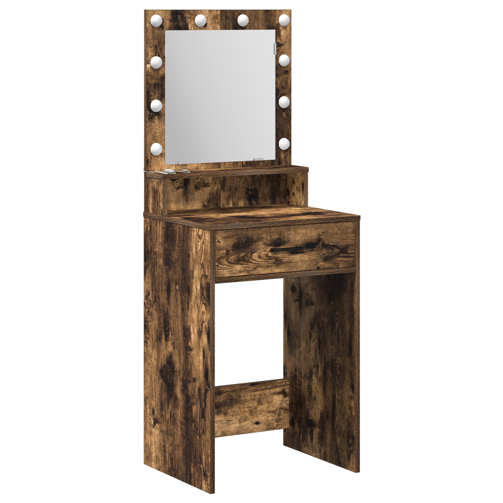 Makeup Table with LED Lights - Smoked Oak, 50x41x135 cm - Image 2