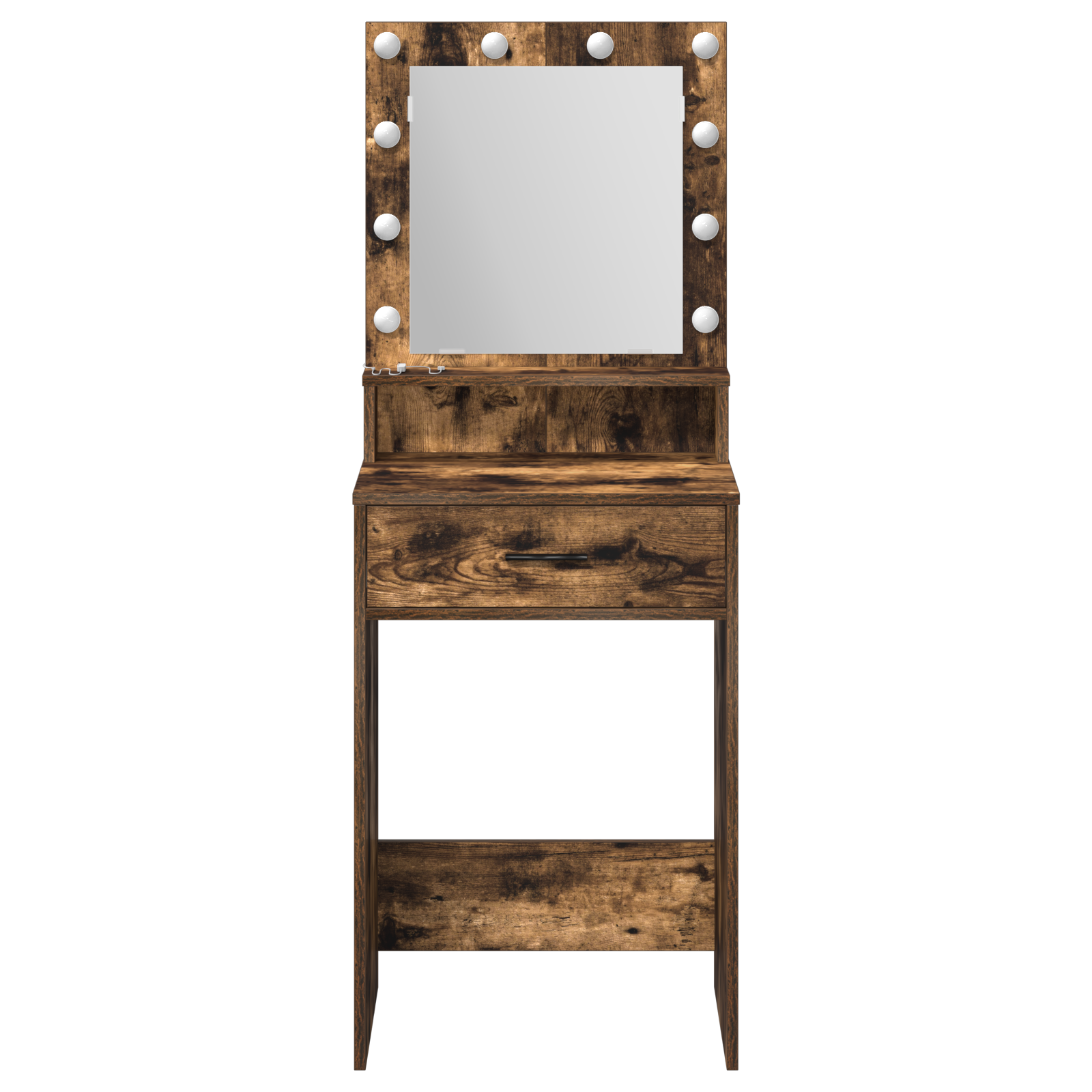 Makeup Table with LED Lights - Smoked Oak, 50x41x135 cm - Image 5