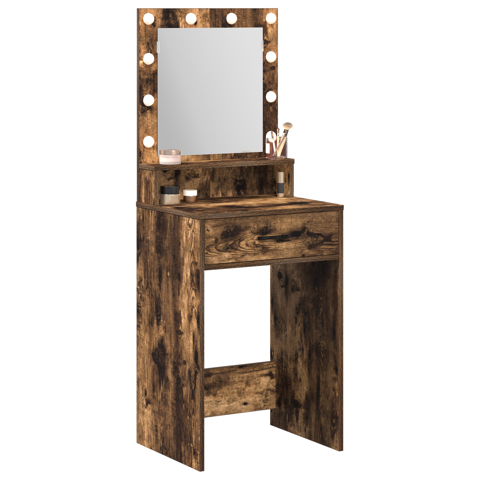 Makeup Table with LED Lights - Smoked Oak, 50x41x135 cm - Image 3