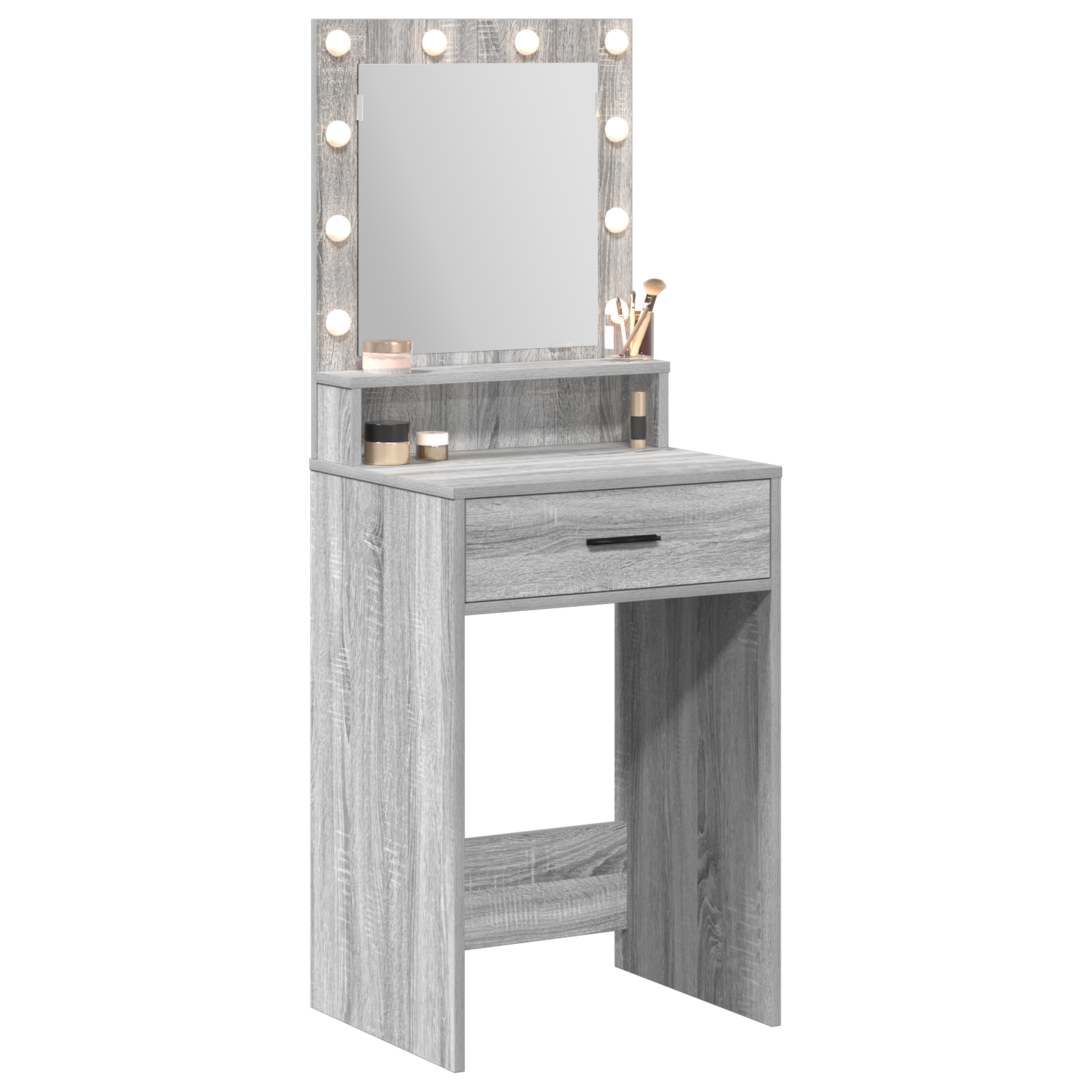 Grey sonoma Particle board 50 x 41 x 135 cm Mirror Vanity Table - Image 3