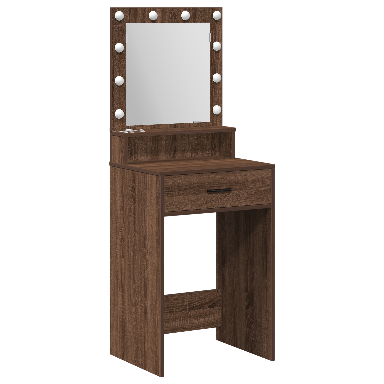 Dressing Table with LED Lights - Brown Oak, 50x41x135 cm - Image 2