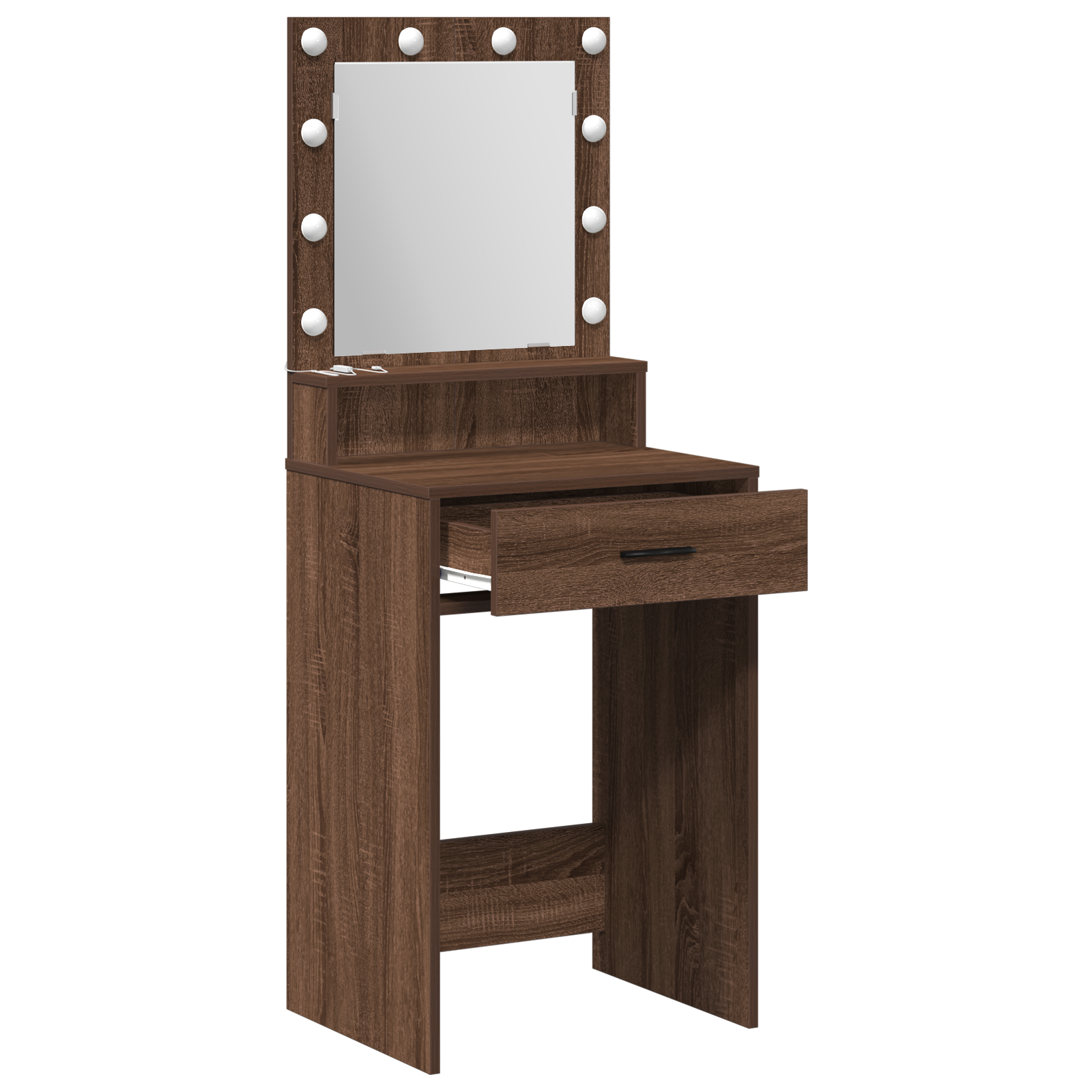 Dressing Table with LED Lights - Brown Oak, 50x41x135 cm - Image 4