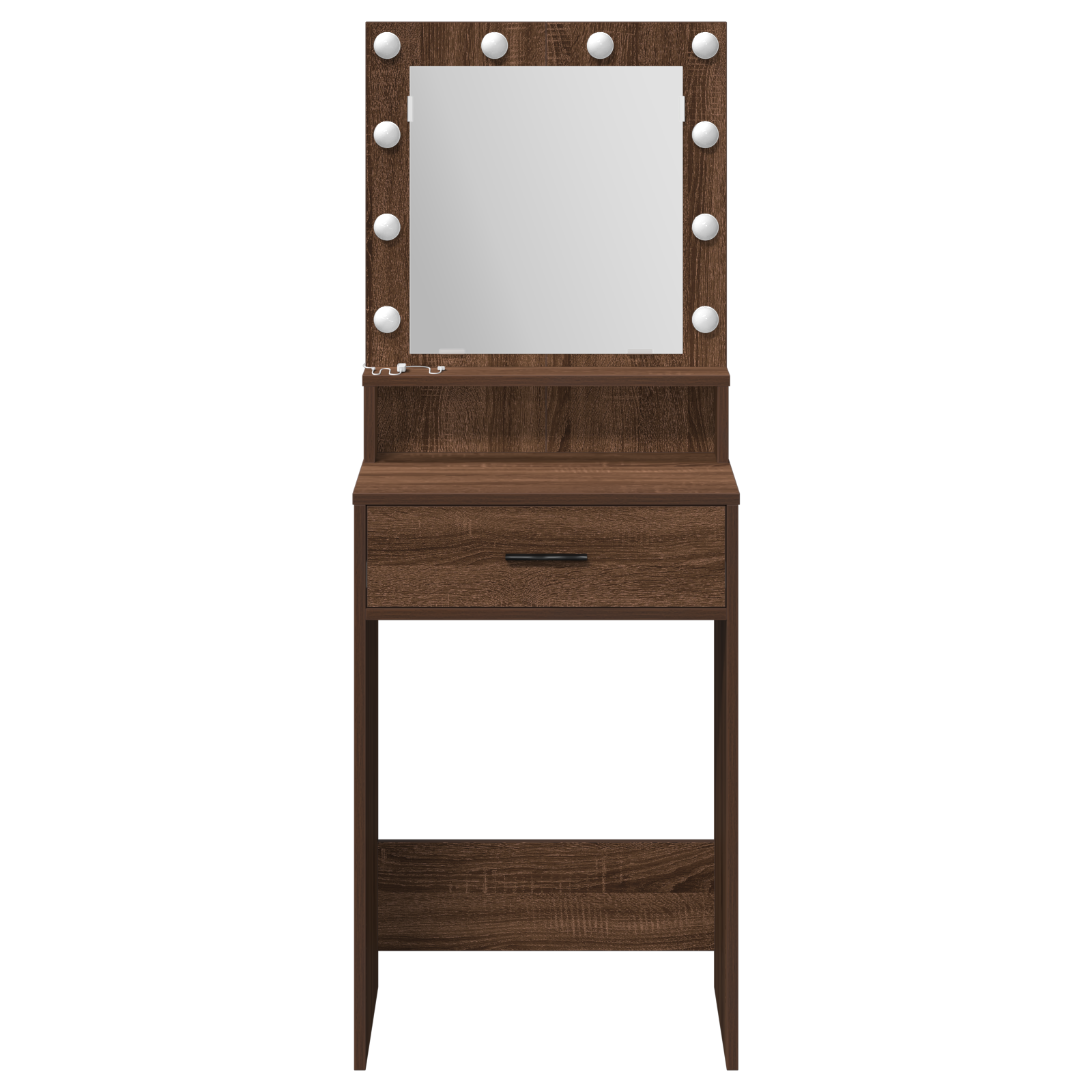 Dressing Table with LED Lights - Brown Oak, 50x41x135 cm - Image 5