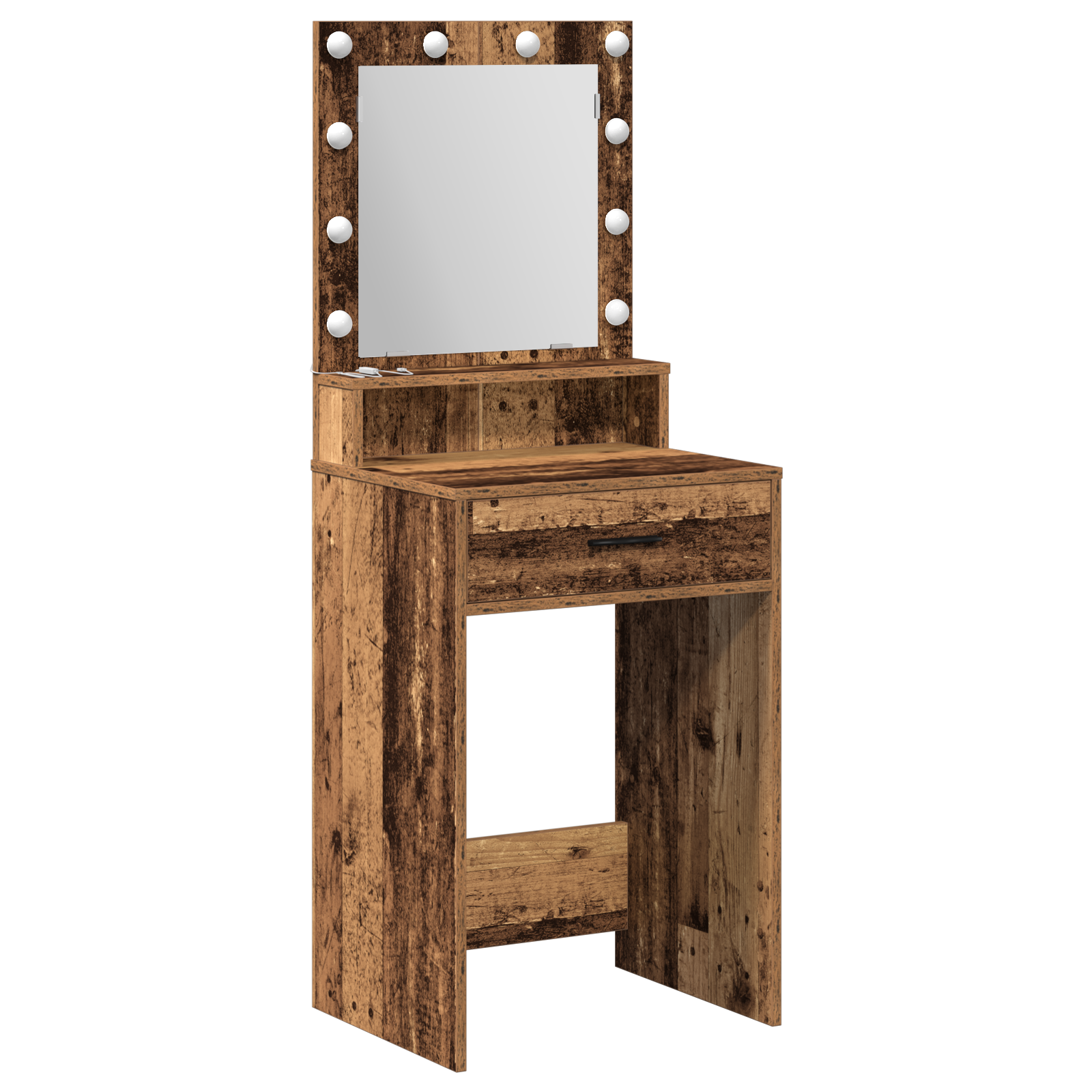 Dressing Table with LED Lights - Old Wood, 50x41x135 cm - Image 2