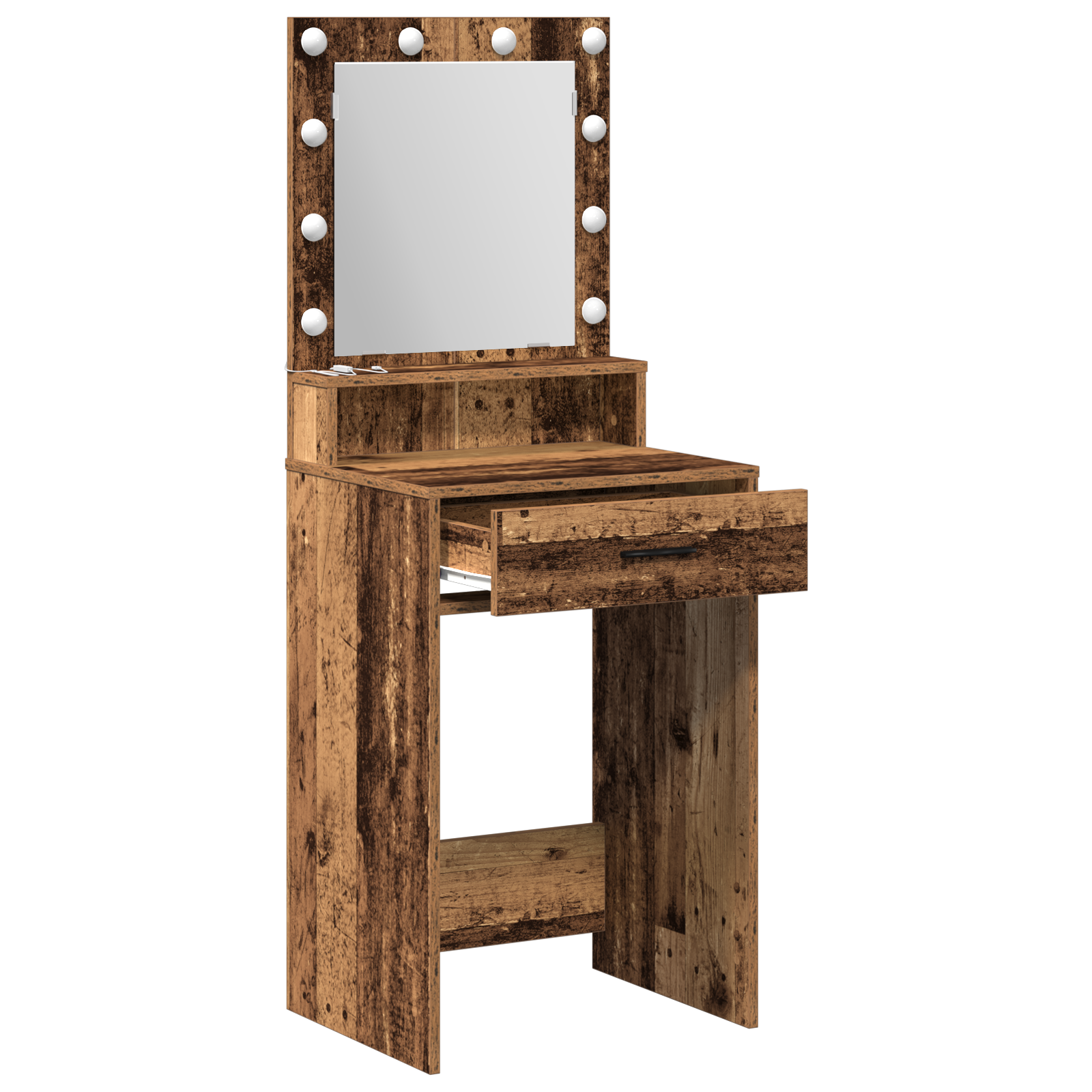 Dressing Table with LED Lights - Old Wood, 50x41x135 cm - Image 4