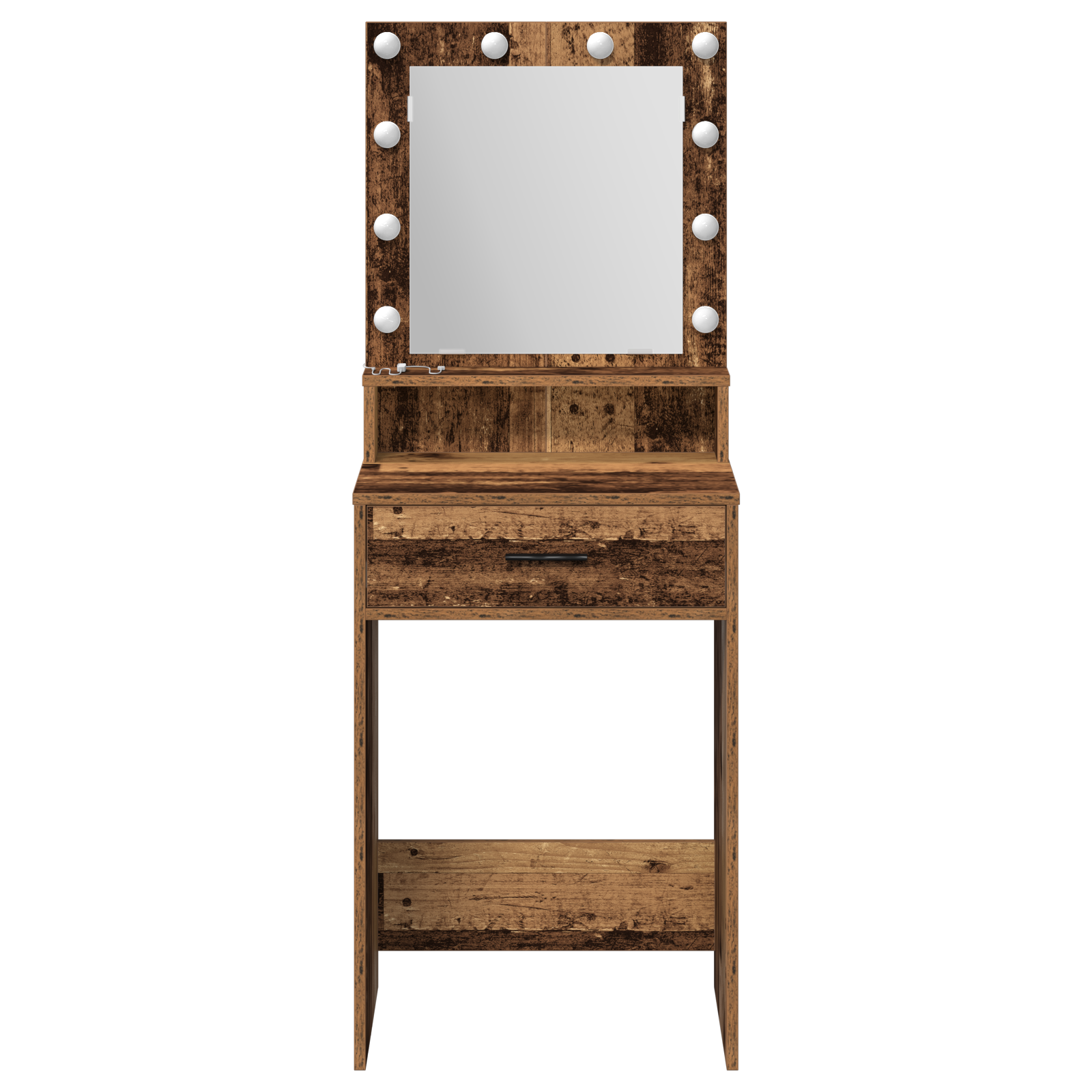 Dressing Table with LED Lights - Old Wood, 50x41x135 cm - Image 5