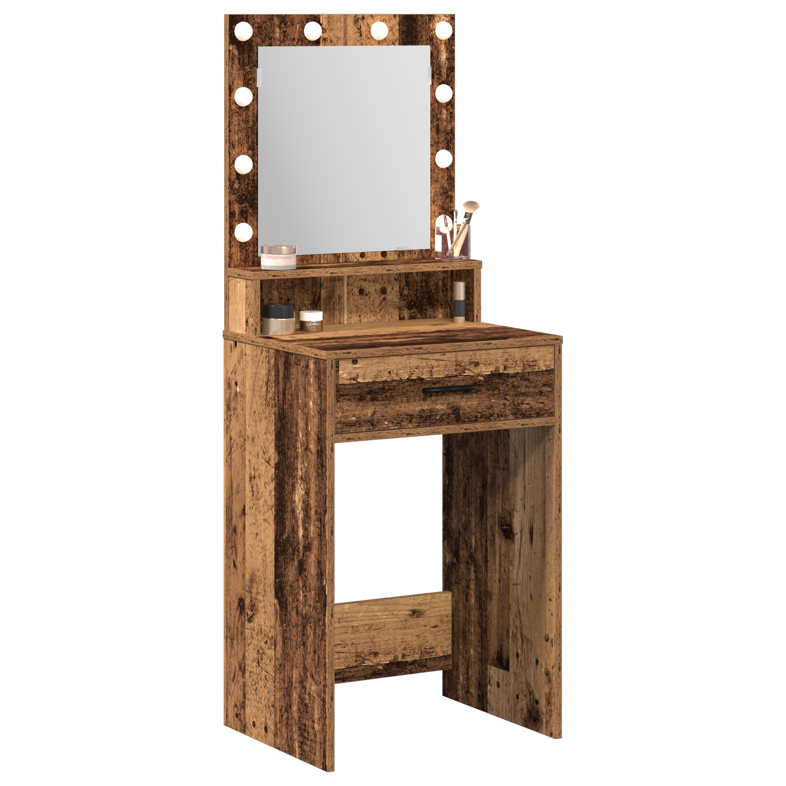 Dressing Table with LED Lights - Old Wood, 50x41x135 cm - Image 3