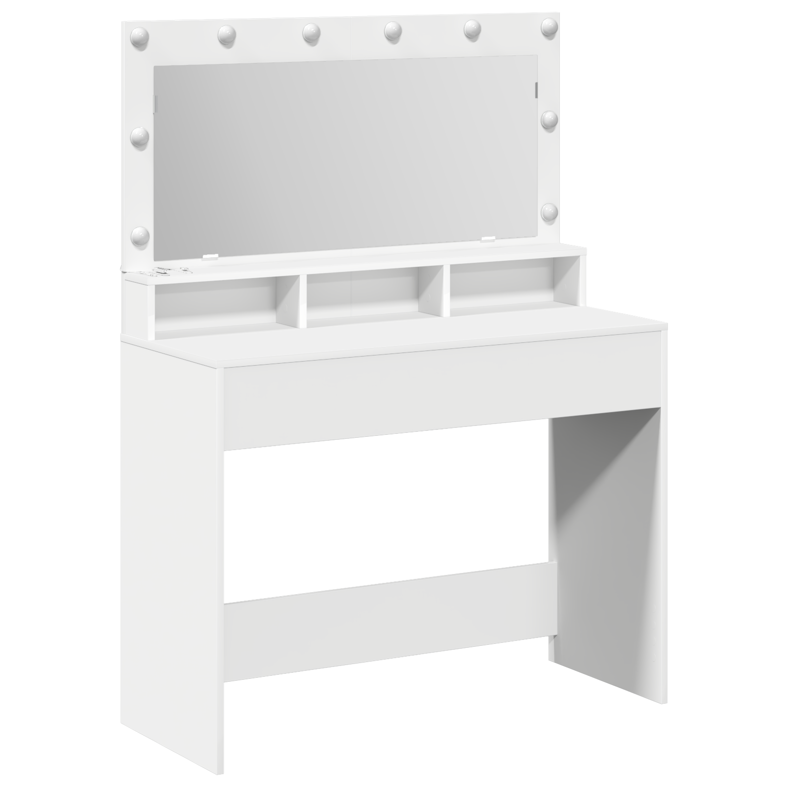 White Dressing Table with LED Lights - 100x41x135 cm - Image 2