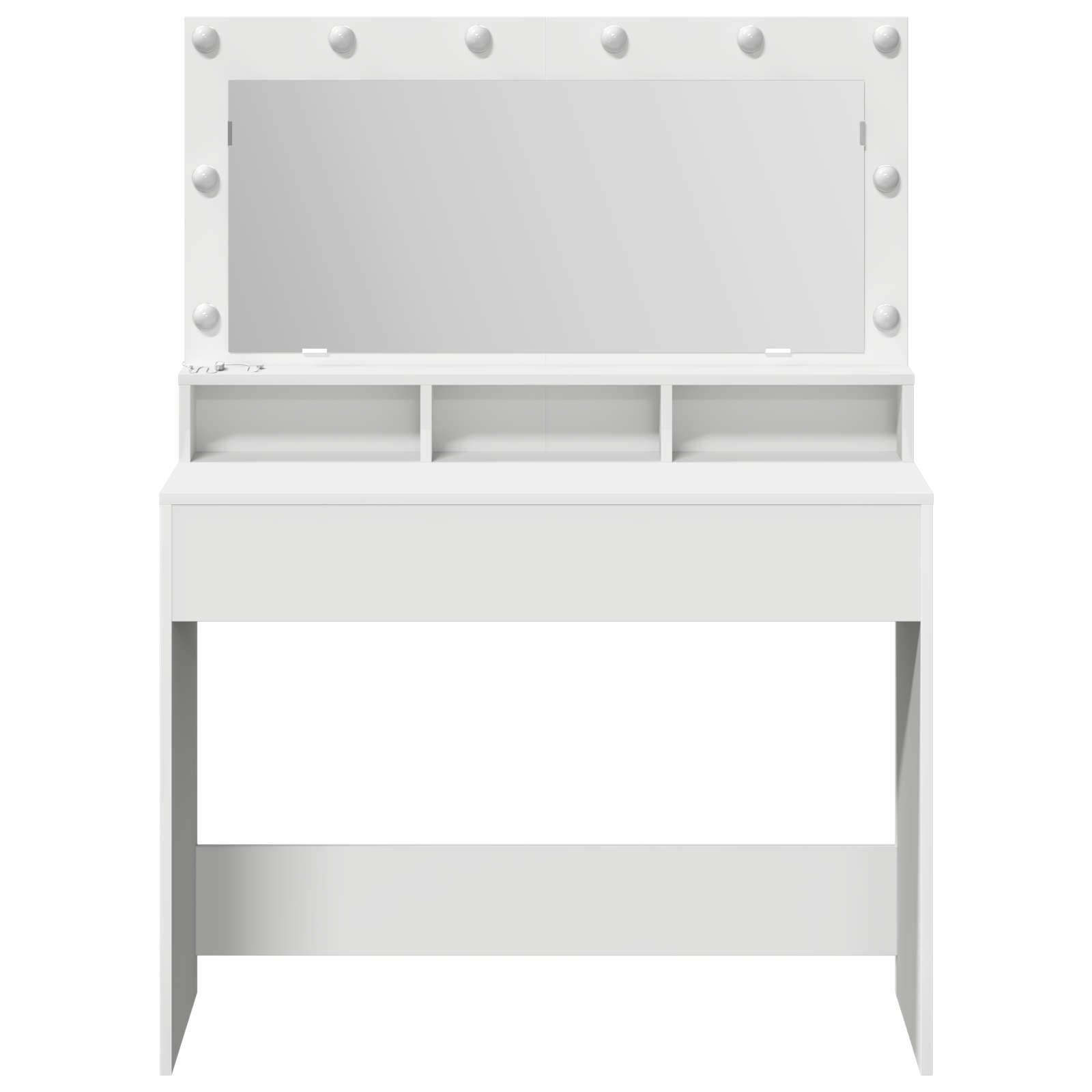 White Dressing Table with LED Lights - 100x41x135 cm - Image 4