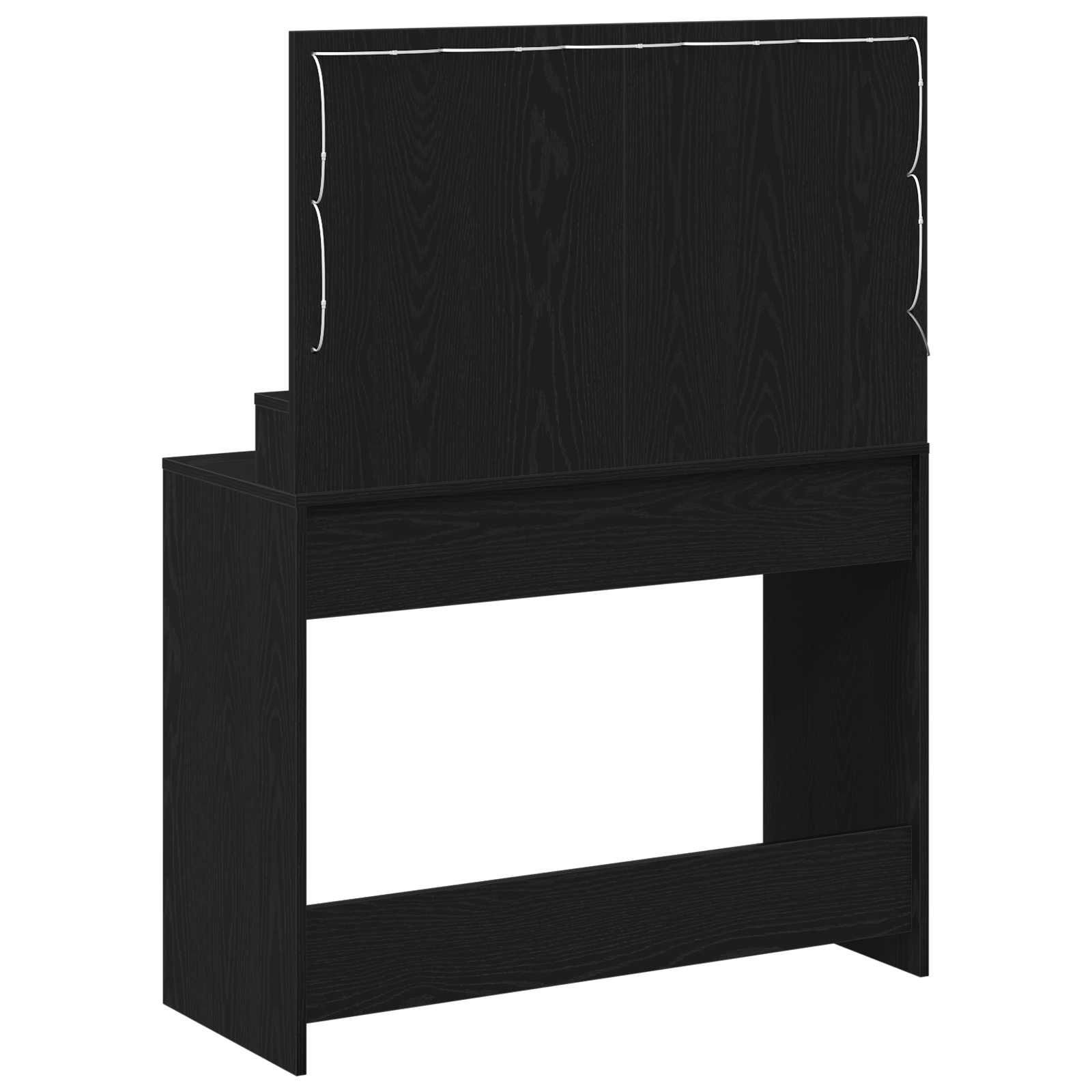 Makeup Table with LED Lights - Black Oak, 100x41x135 cm - Image 6