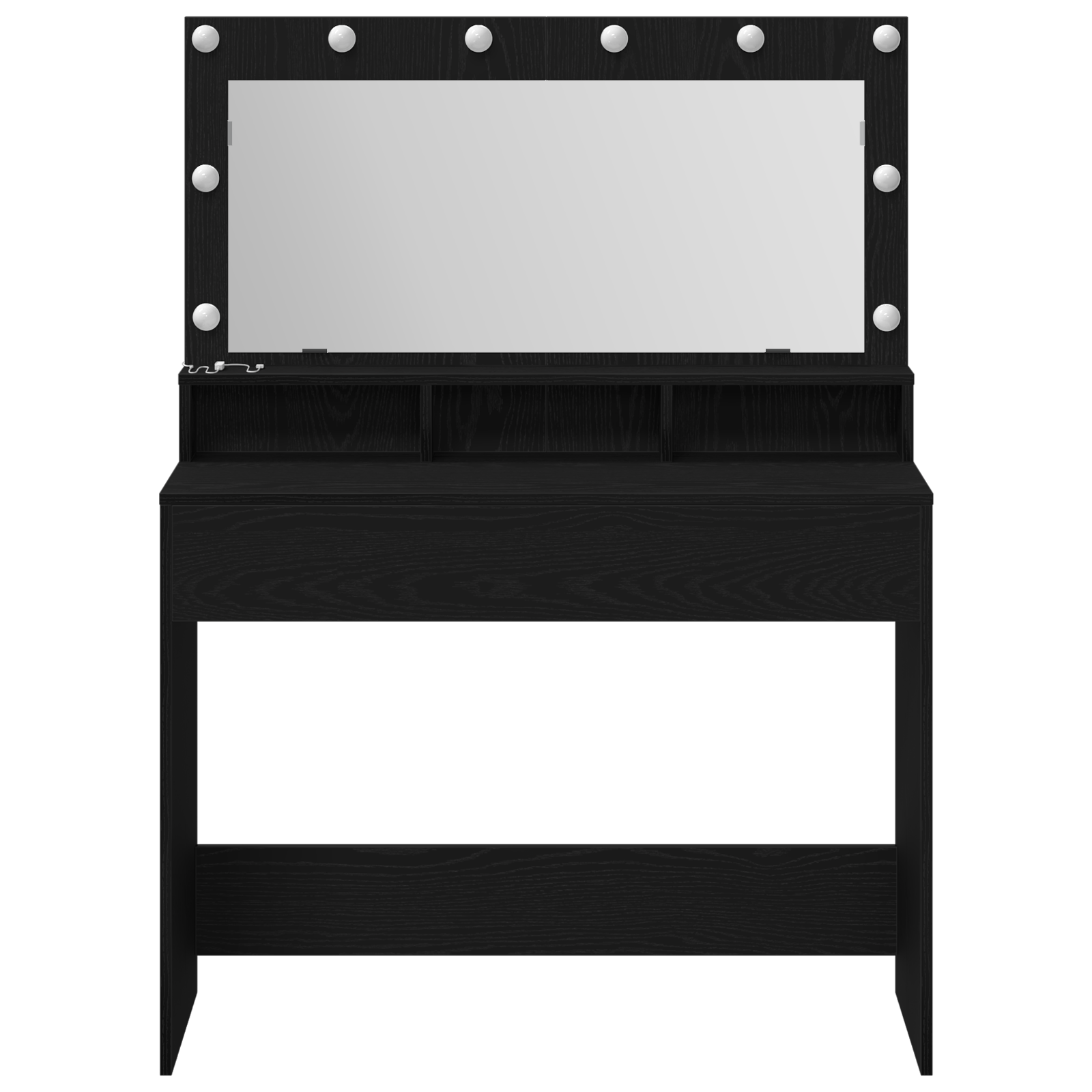 Makeup Table with LED Lights - Black Oak, 100x41x135 cm - Image 4