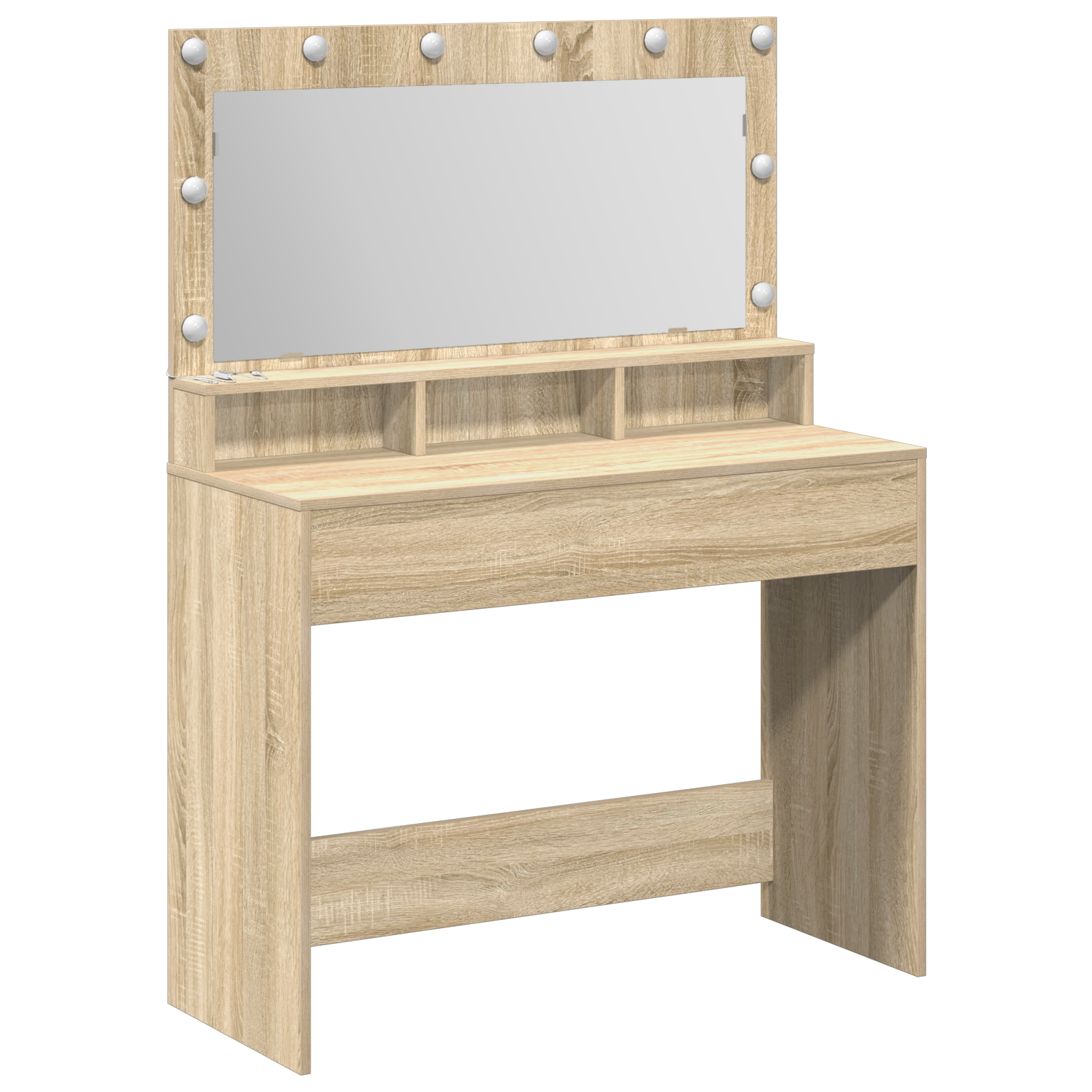 Dressing Table with LED Lights - Sonoma Oak, 100x41x135 cm - Image 2