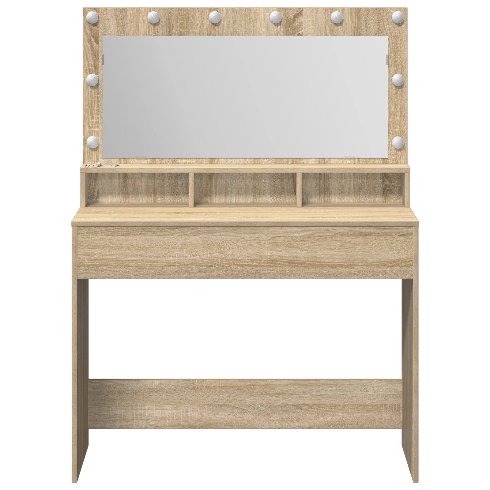 Dressing Table with LED Lights - Sonoma Oak, 100x41x135 cm - Image 4