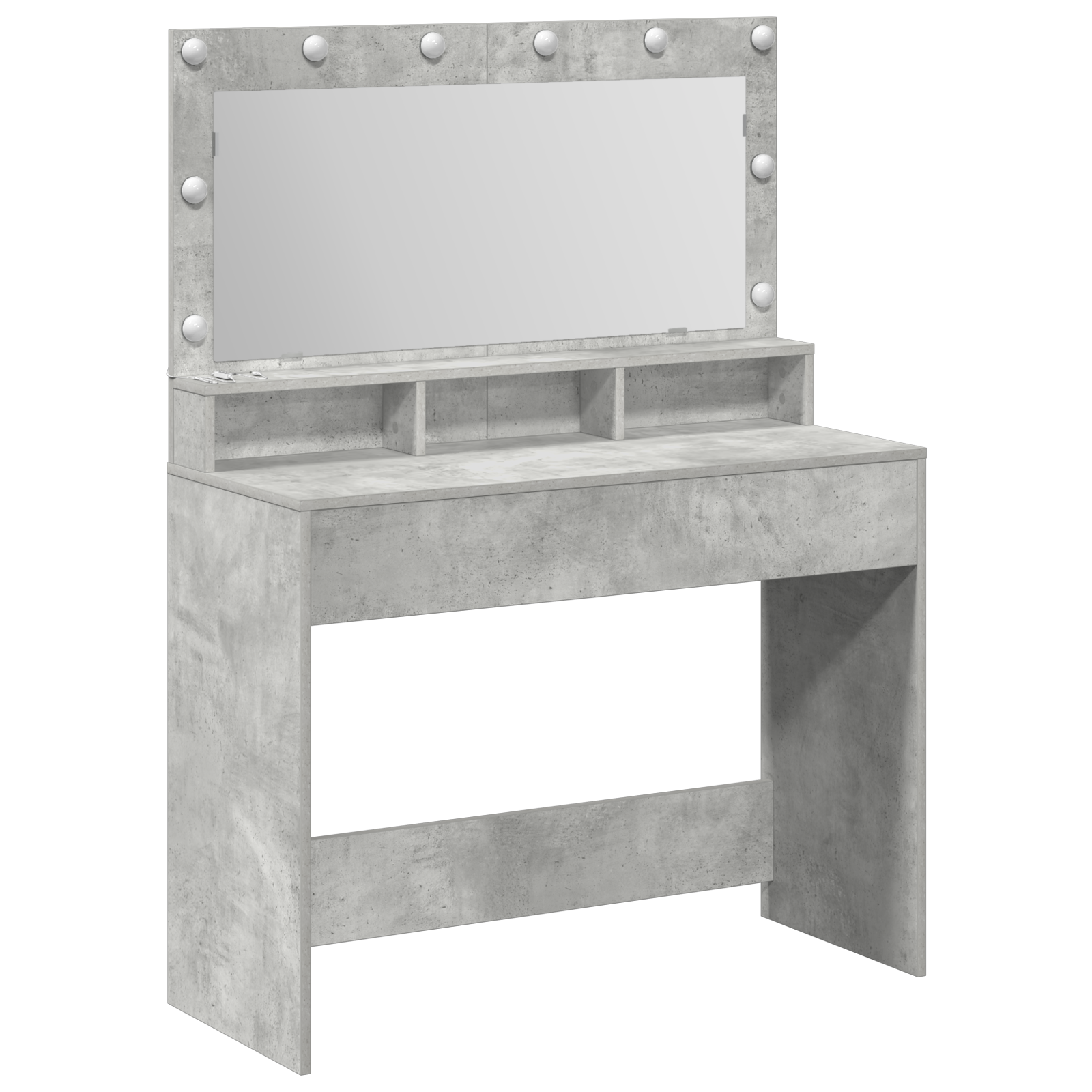 Dressing Table with LED Lights - Concrete Grey, 100x41x135 cm - Image 2
