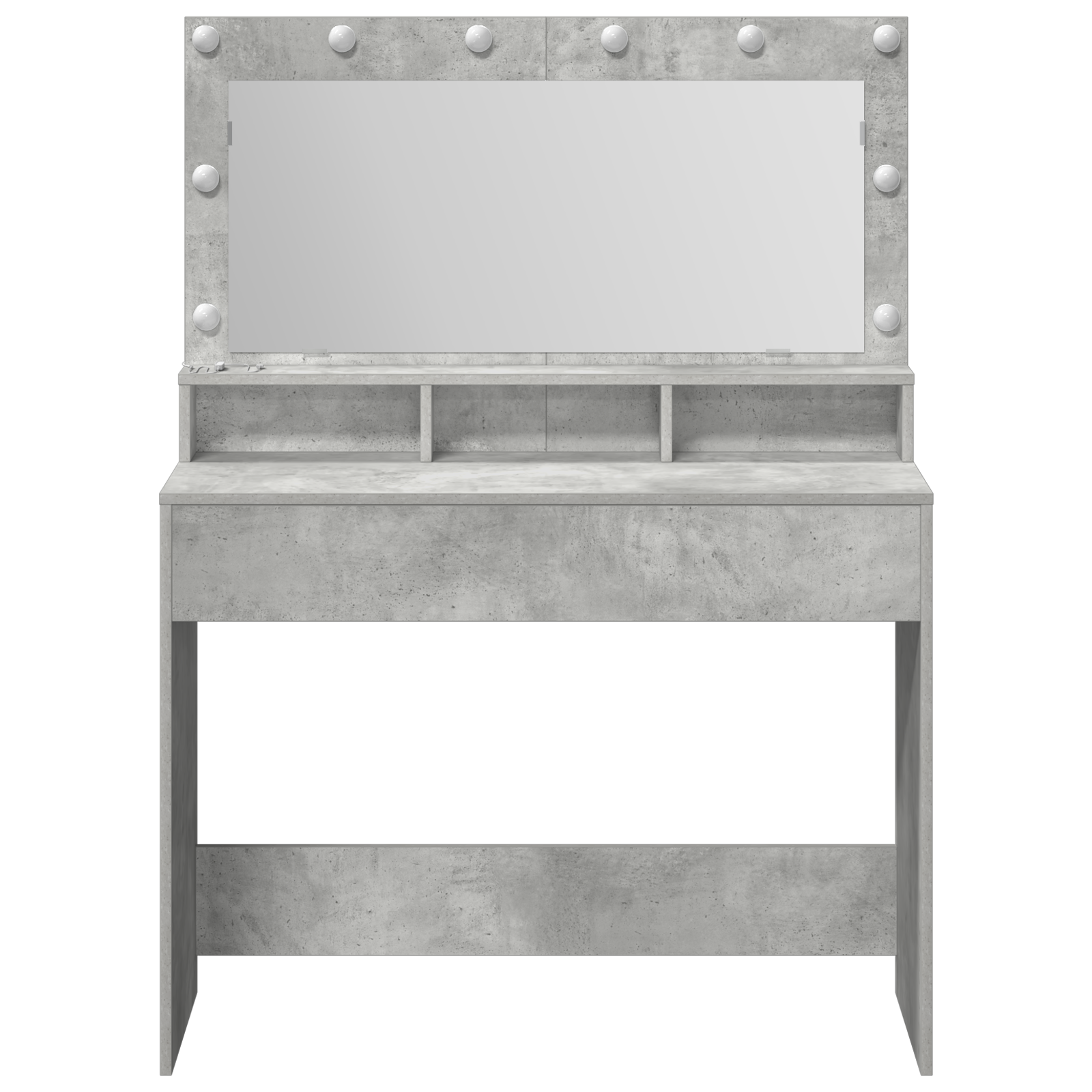 Dressing Table with LED Lights - Concrete Grey, 100x41x135 cm - Image 4