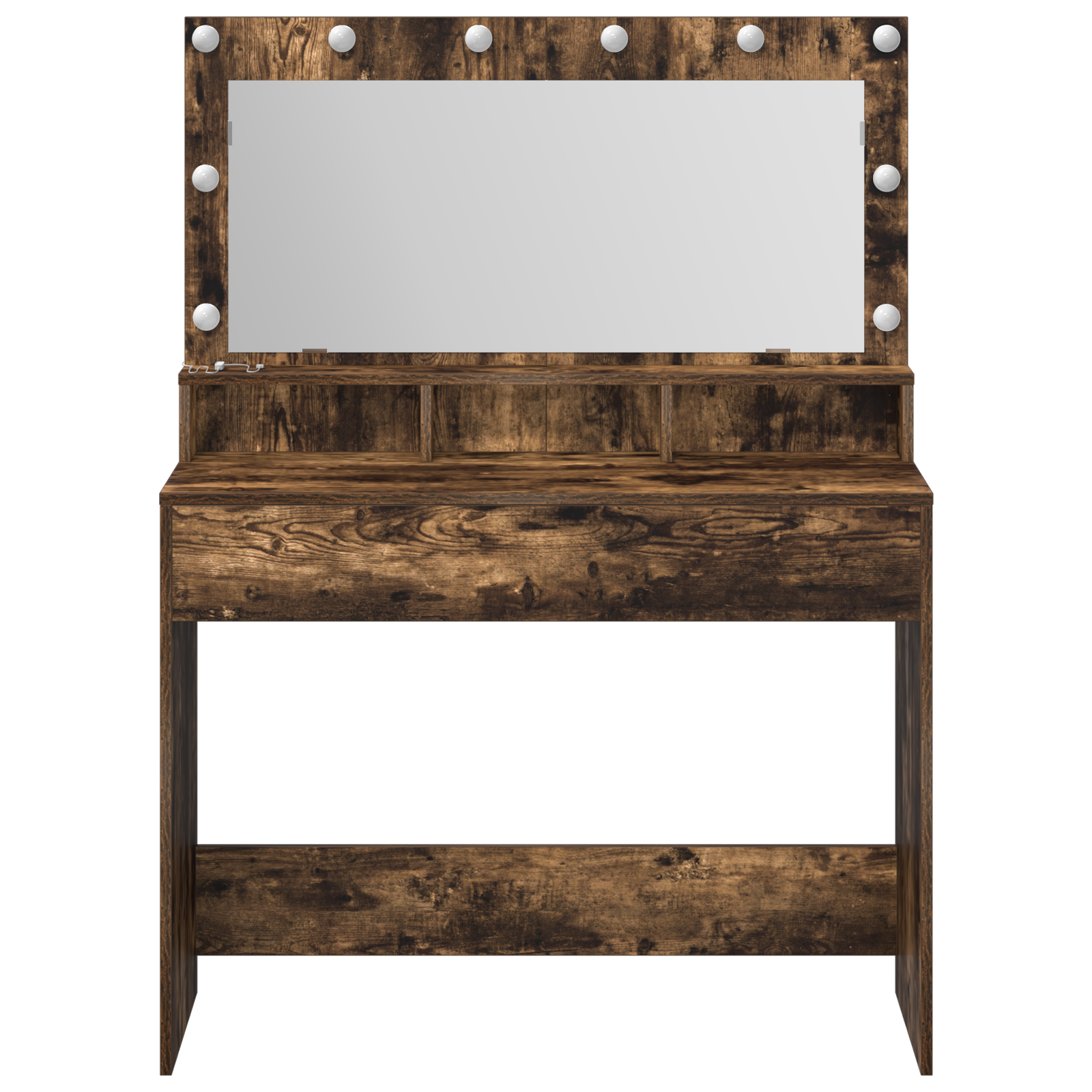Makeup Table with LED Lights in Smoked Oak - 100x41x135 cm - Image 4