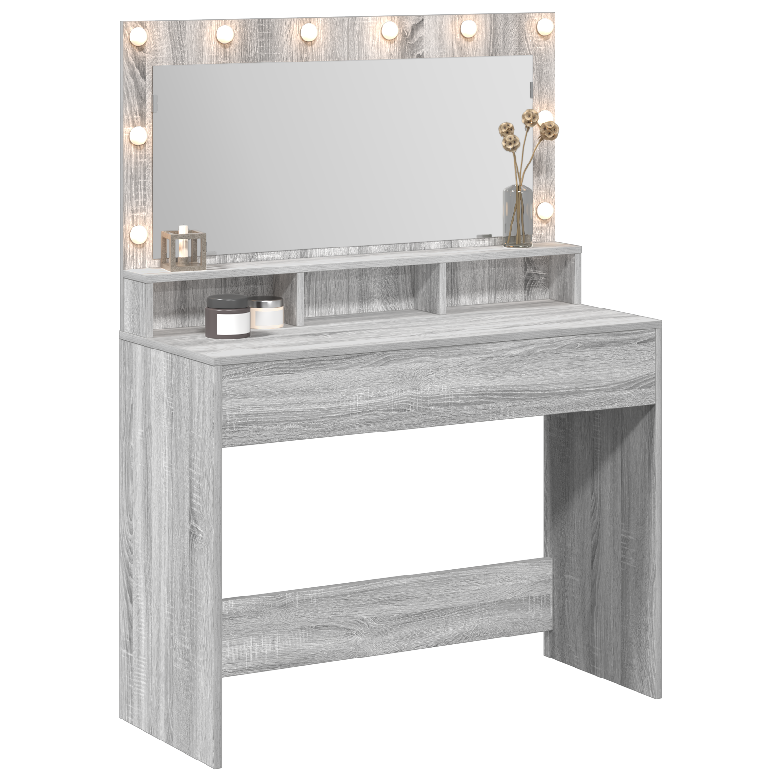 Gray Sonoma Dressing Table with LED Lights - 100x41x135 cm - Image 3