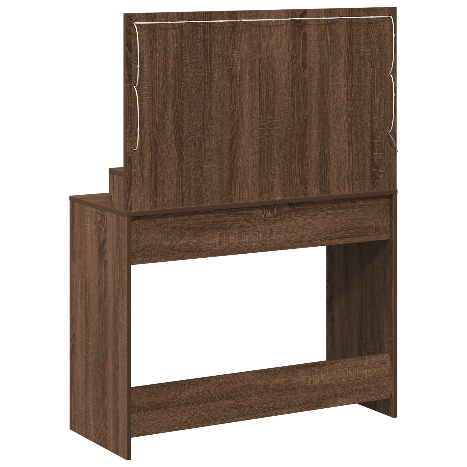 Makeup Table with LED Lights in Brown Oak - 100 x 41 x 135 cm - Image 6