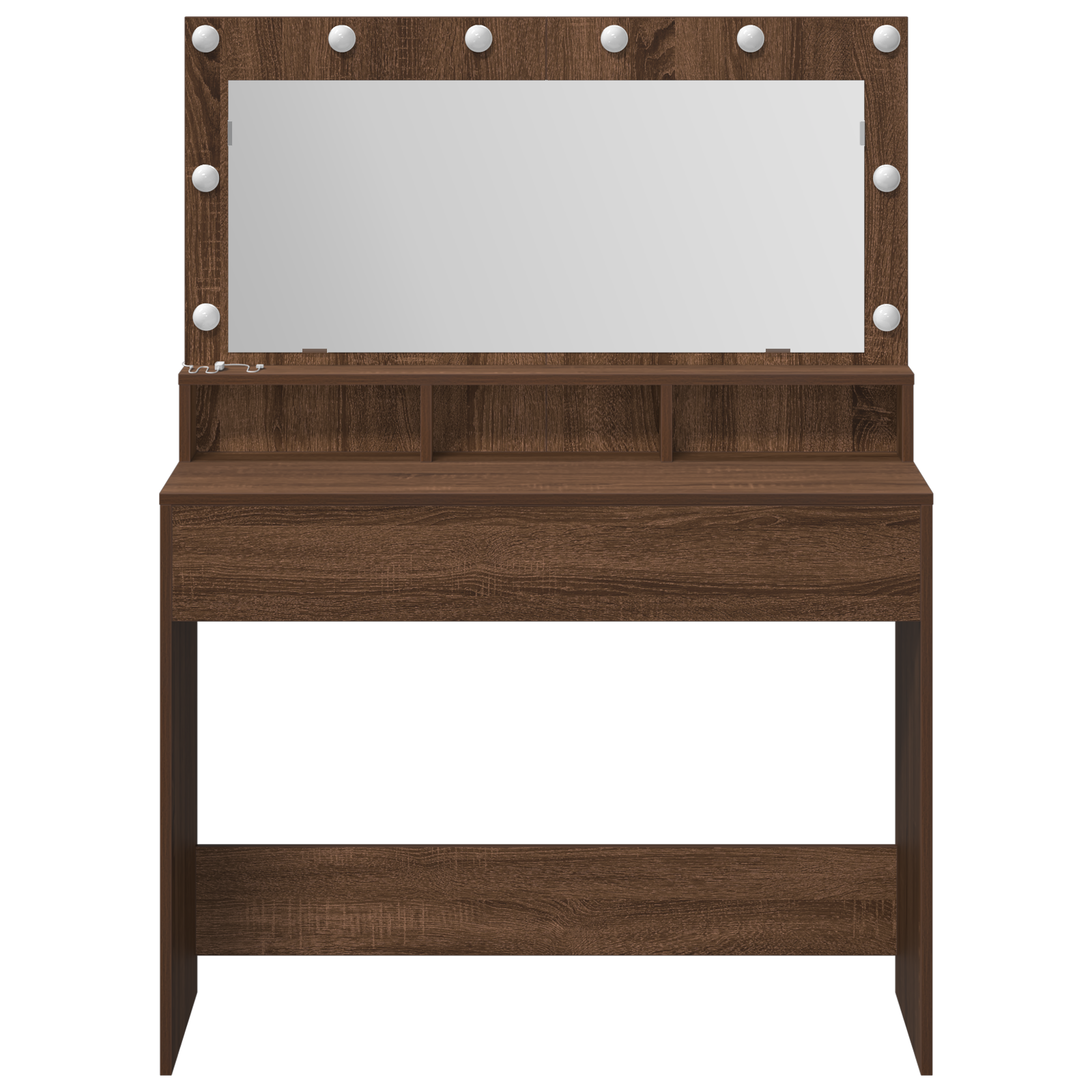 Makeup Table with LED Lights in Brown Oak - 100 x 41 x 135 cm - Image 4