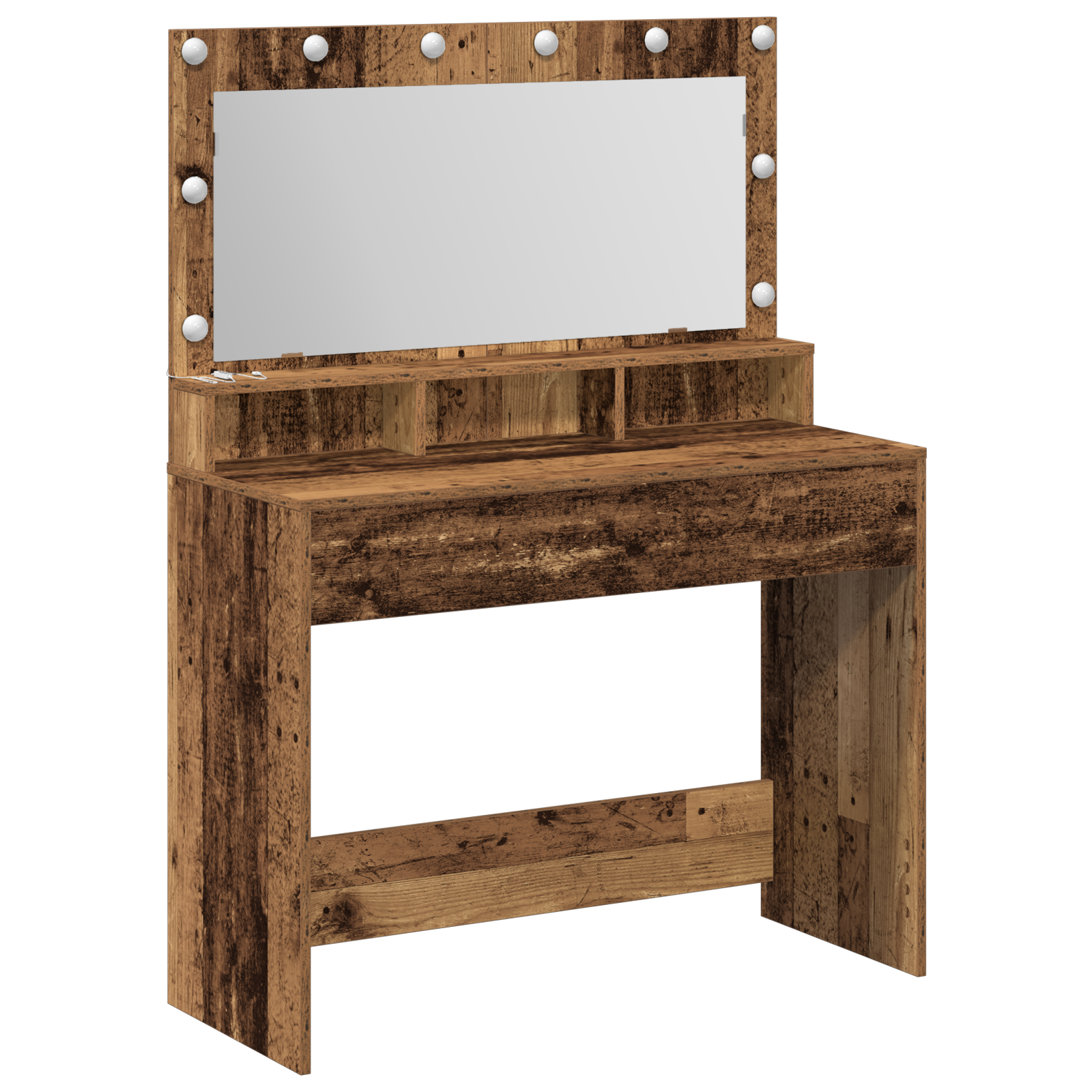 Dressing Table with LED Lights - Vintage Wood - 100x41x135 cm - Image 2
