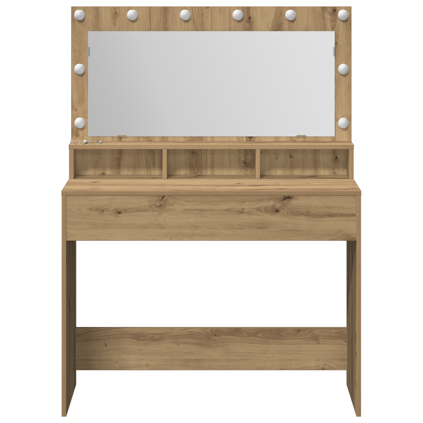 Makeup Table with LED Lights in Artisan Oak, 100x41x135 cm - Image 4