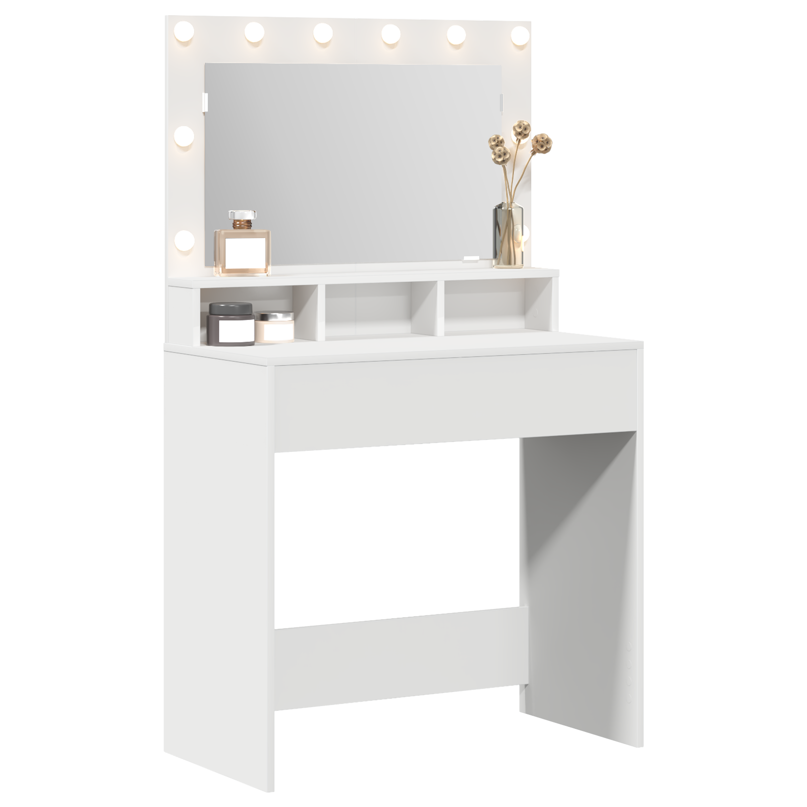White Dressing Table with LED Lights - 79x41x135 cm - Image 3