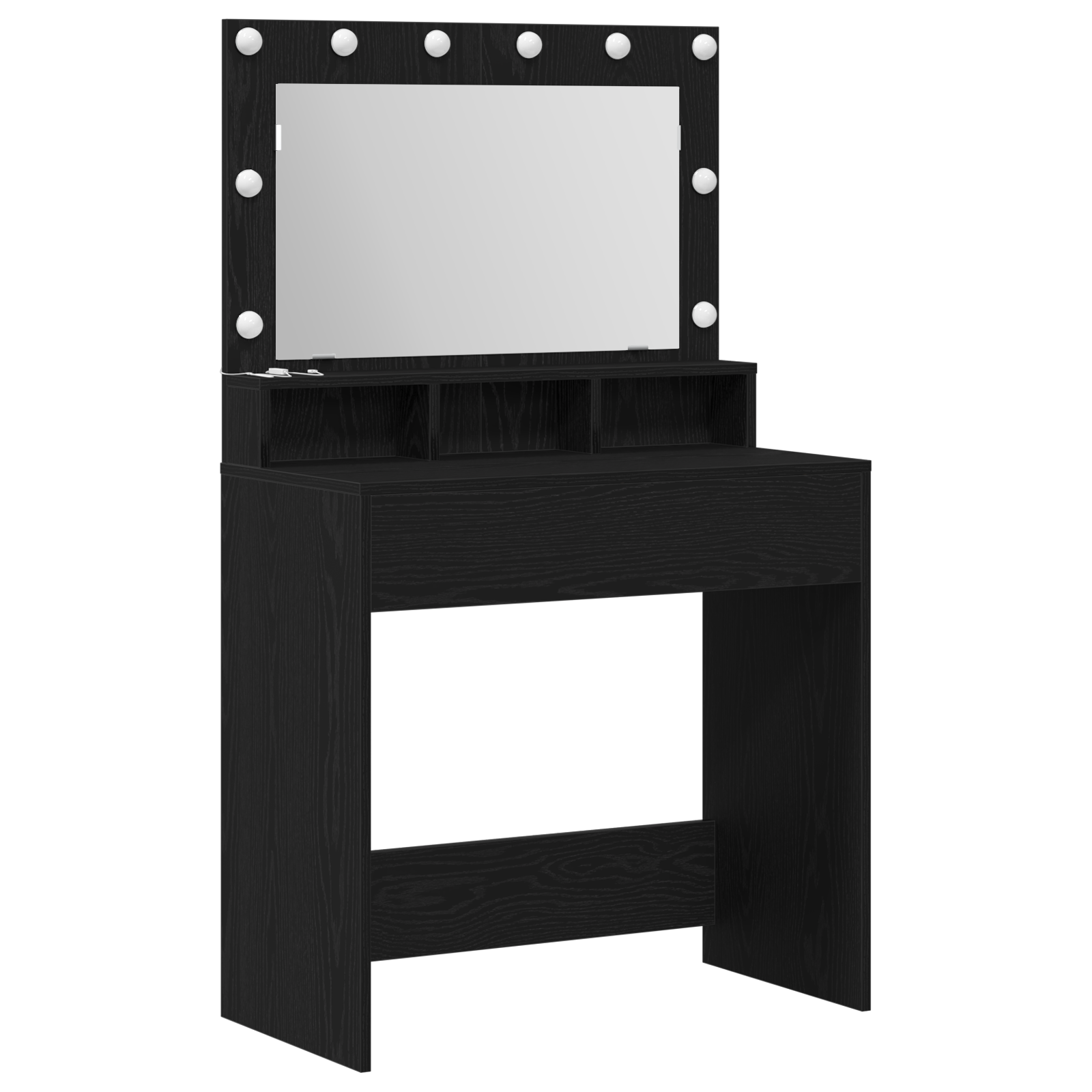Black Oak Dressing Table with LED Lights 79x41x135 cm - Image 2