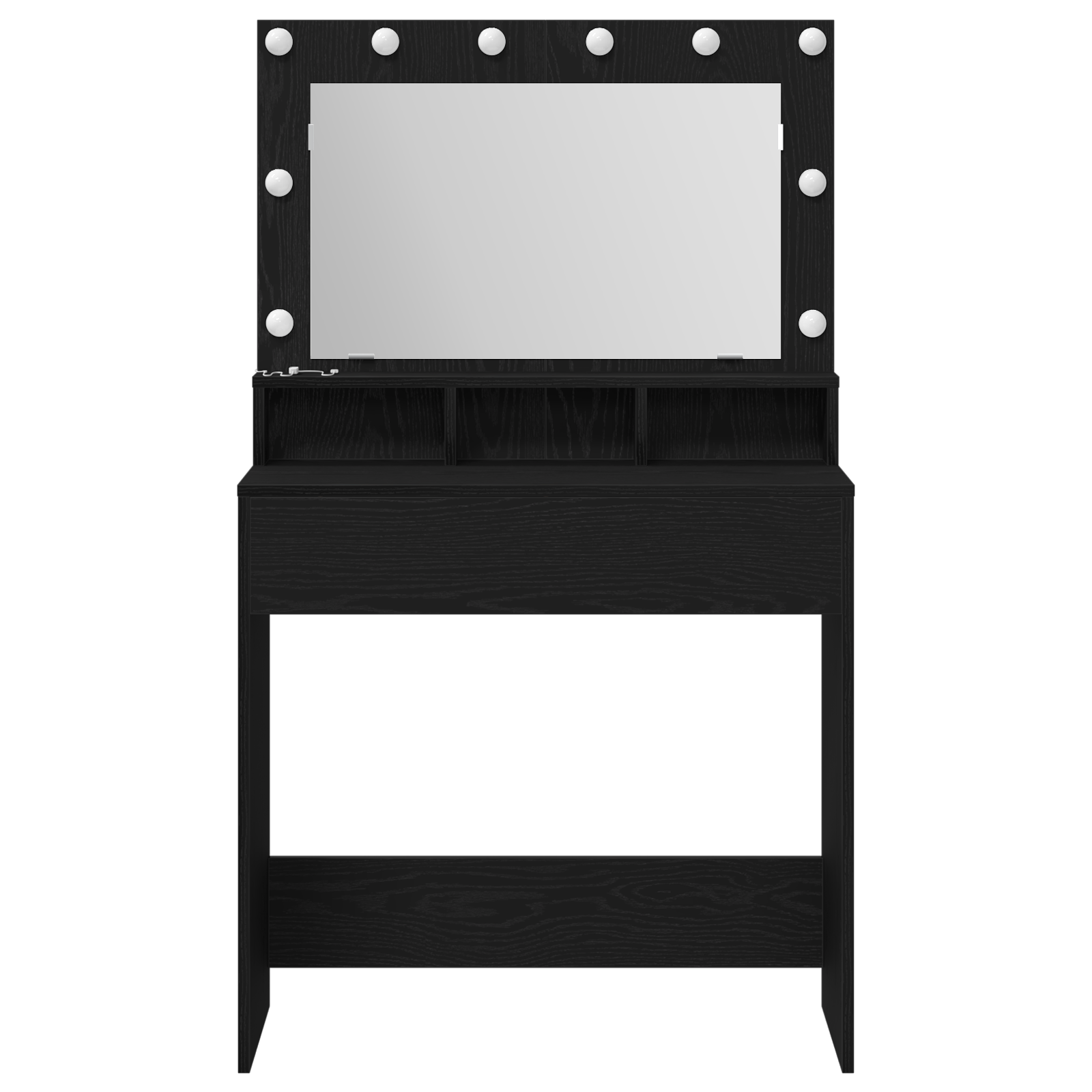 Black Oak Dressing Table with LED Lights 79x41x135 cm - Image 4