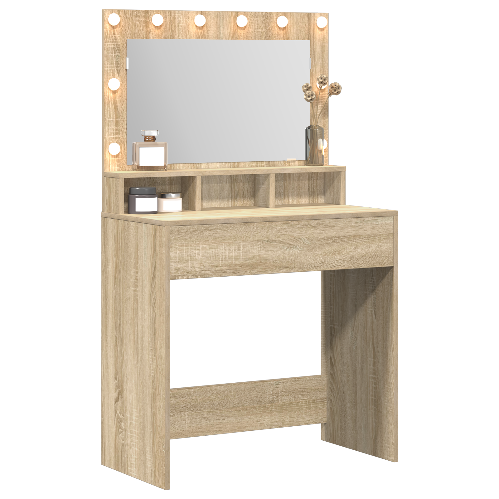 Dressing Table with LED Lights in Sonoma Oak - 79x41x135 cm - Image 3