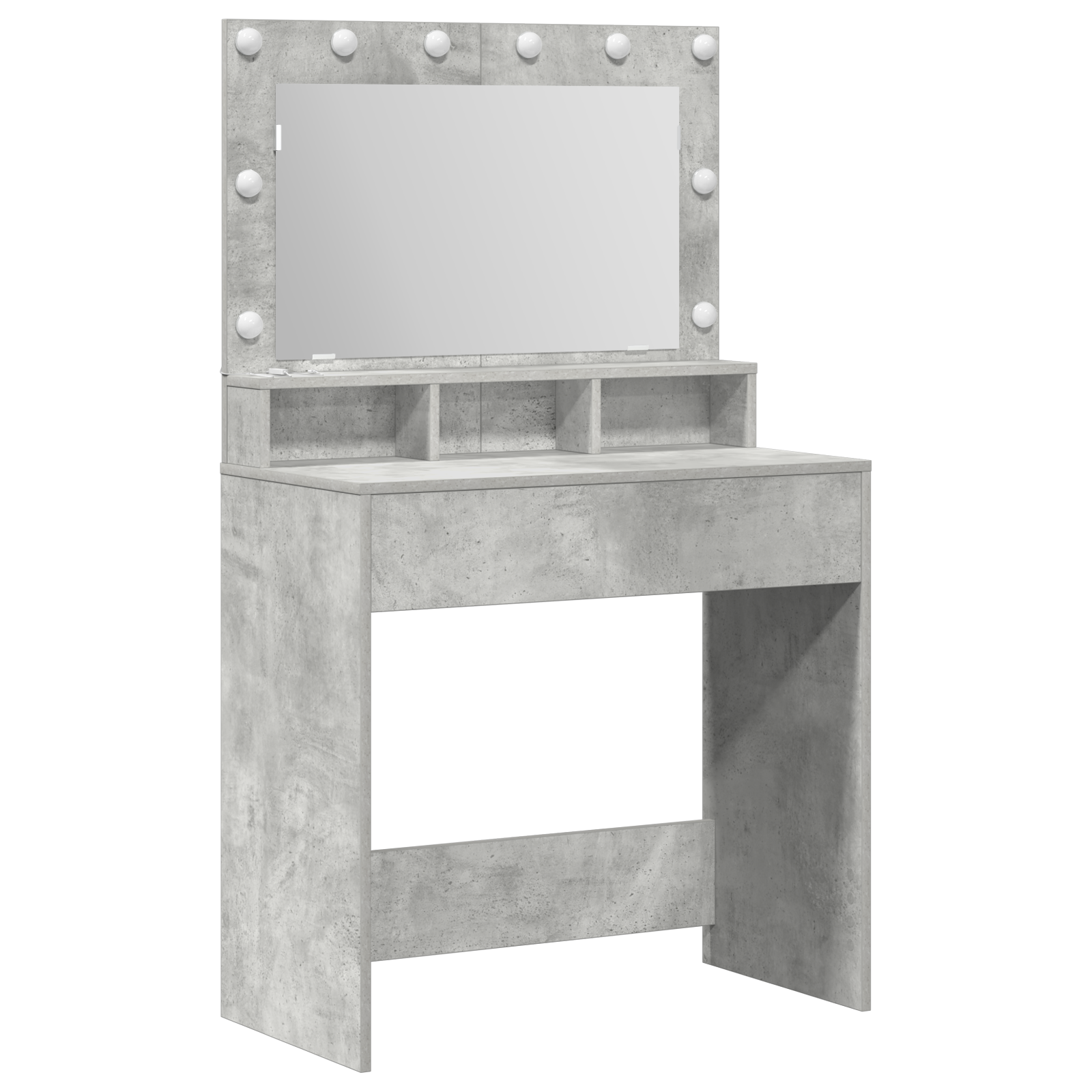 Dressing Table with LED Lights in Concrete Grey, 79x41x135 cm - Image 2
