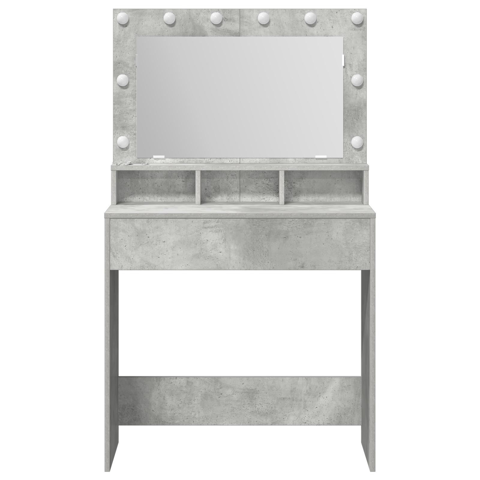 Dressing Table with LED Lights in Concrete Grey, 79x41x135 cm - Image 4
