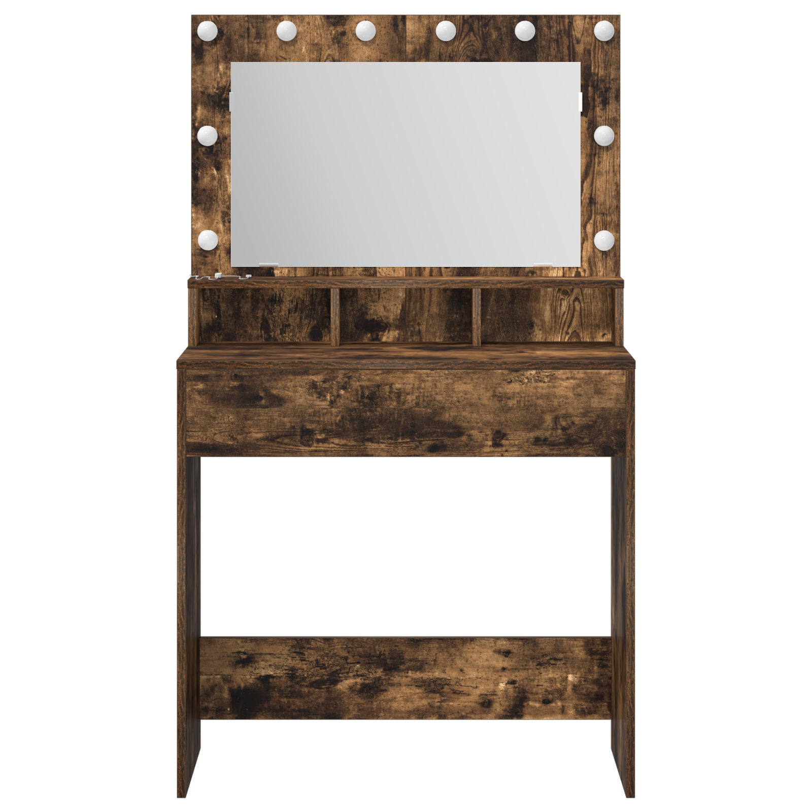 Vanity Table Smoked Oak Engineered Wood 75.5 x 41 x 135 cm Mirror - Image 4