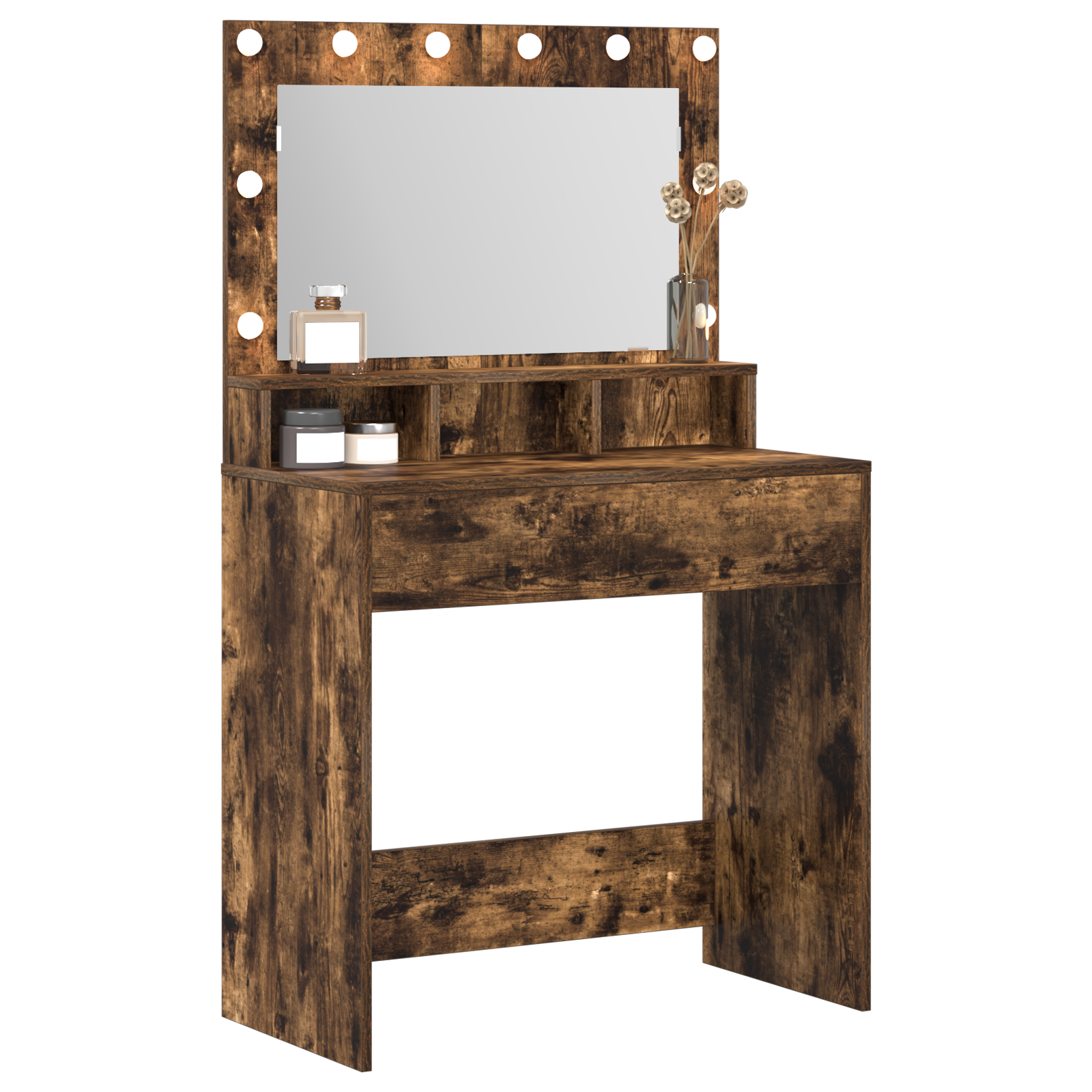Vanity Table Smoked Oak Engineered Wood 75.5 x 41 x 135 cm Mirror - Image 3
