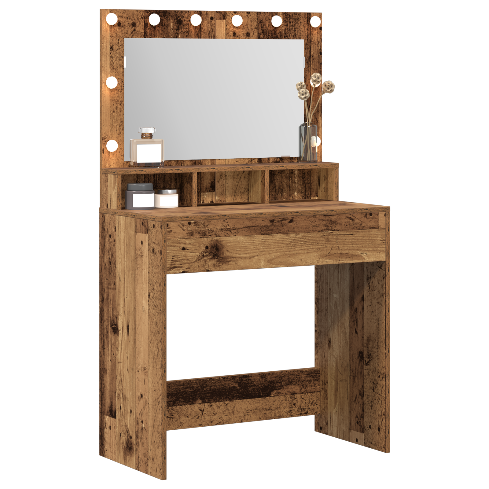 Dressing Table with LED Lights - Vintage Style, 79x41x135 cm - Image 3