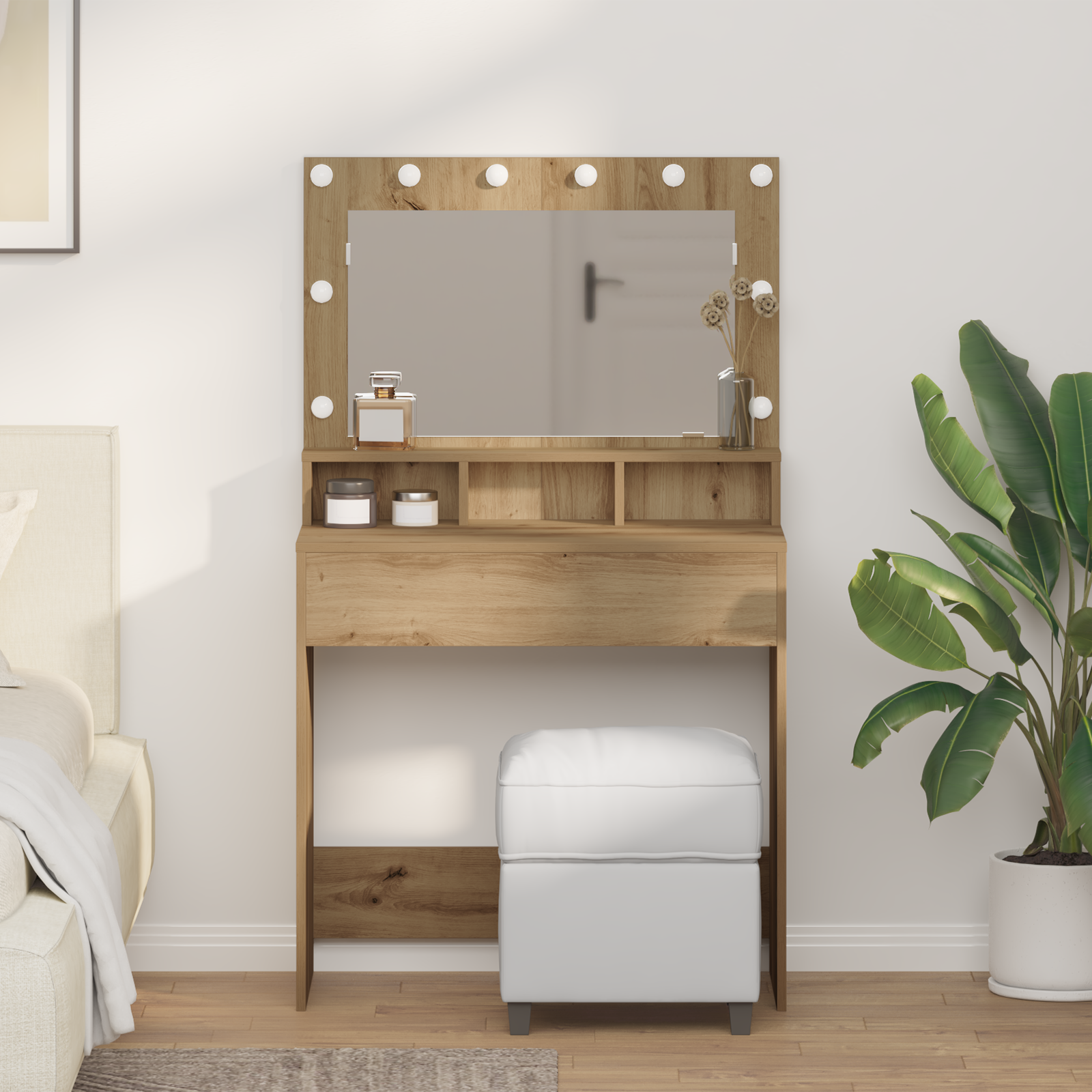vidaXL Schminktisch Artisan-Eiche 79 x 41 x 135 cm Holzwerkstoff