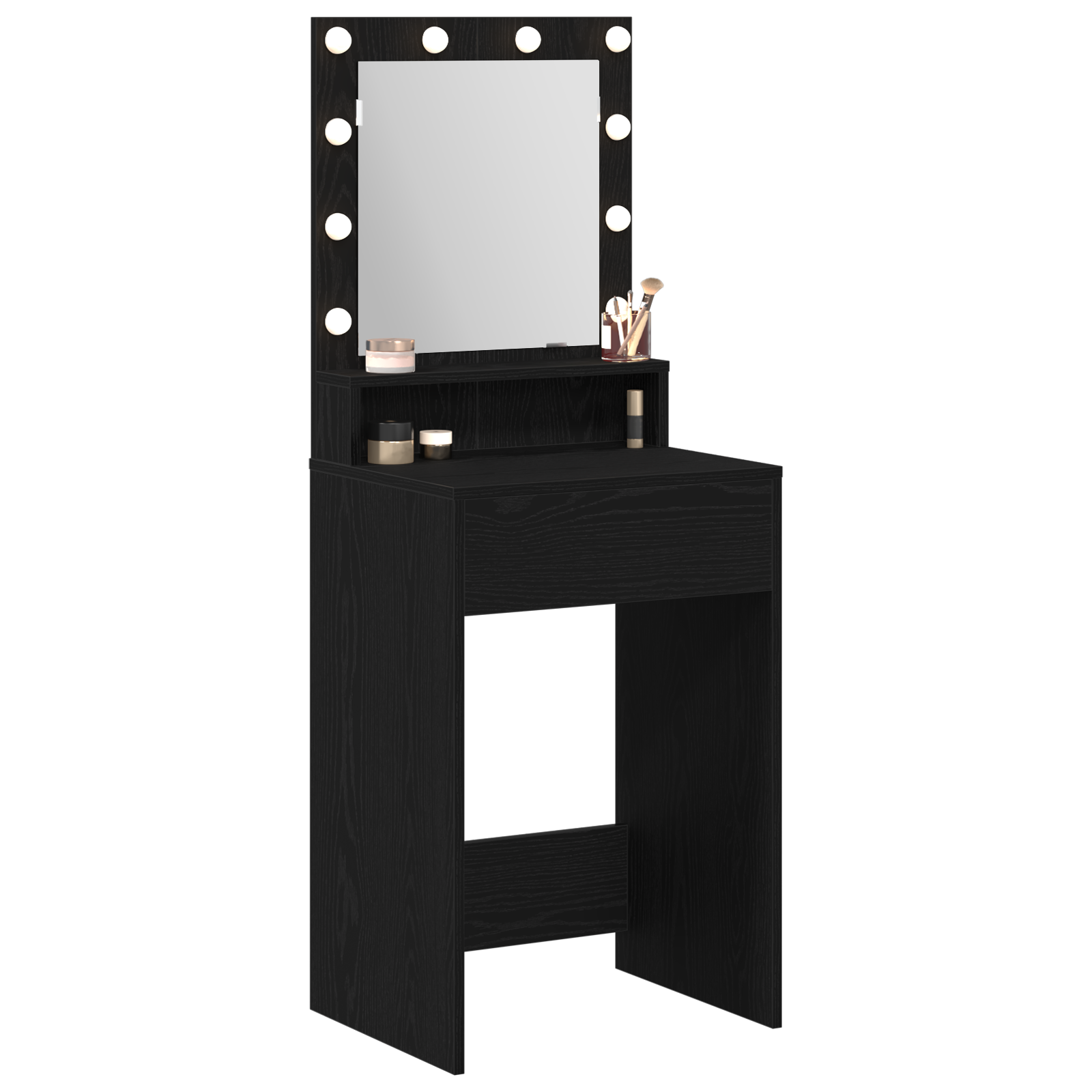 Black Oak Dressing Table with LED Lights - 50x41x135 cm - Image 3