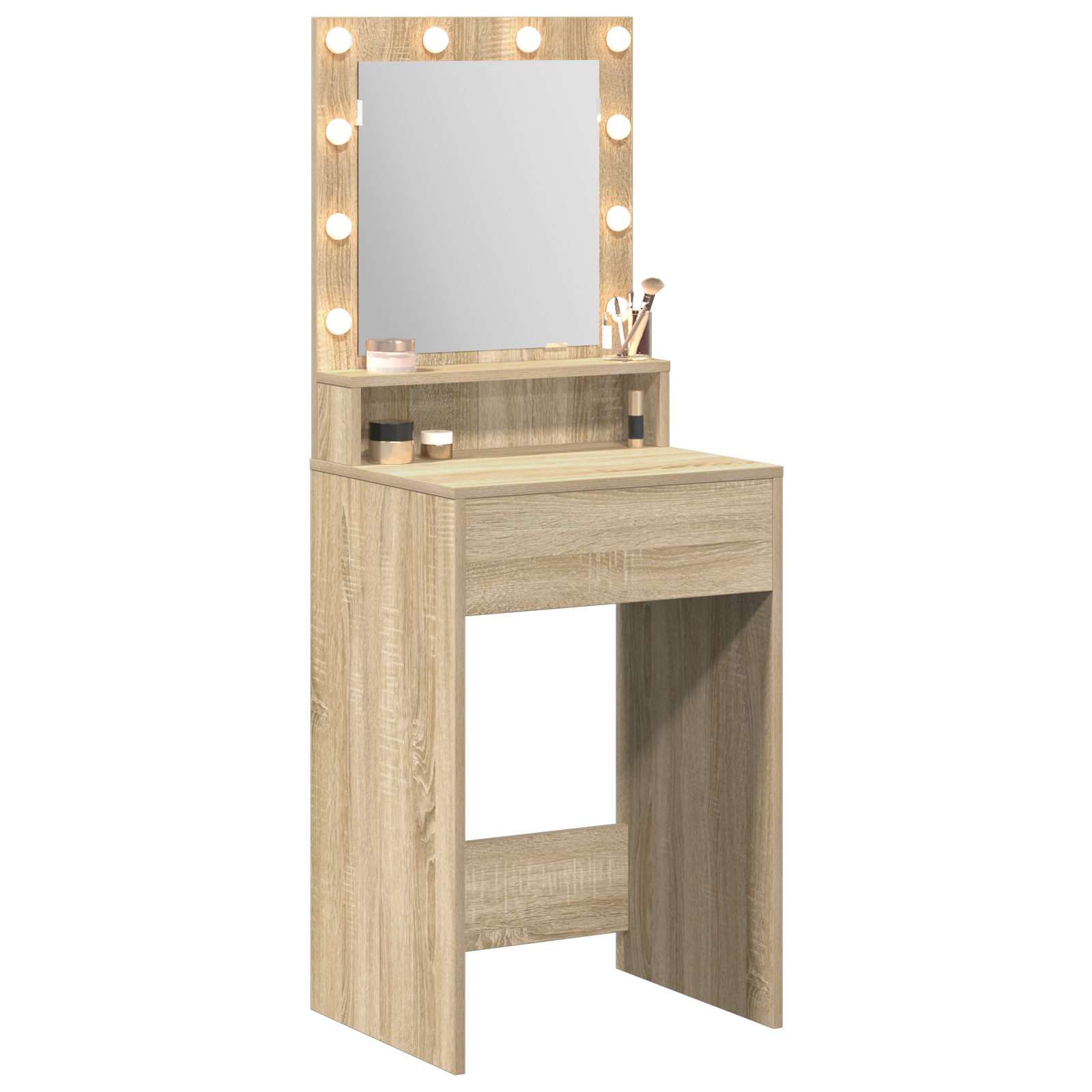 Thumbnail - vidaXL Schminktisch mit LED-Leuchten Sonoma Eiche, 50x41x135 cm