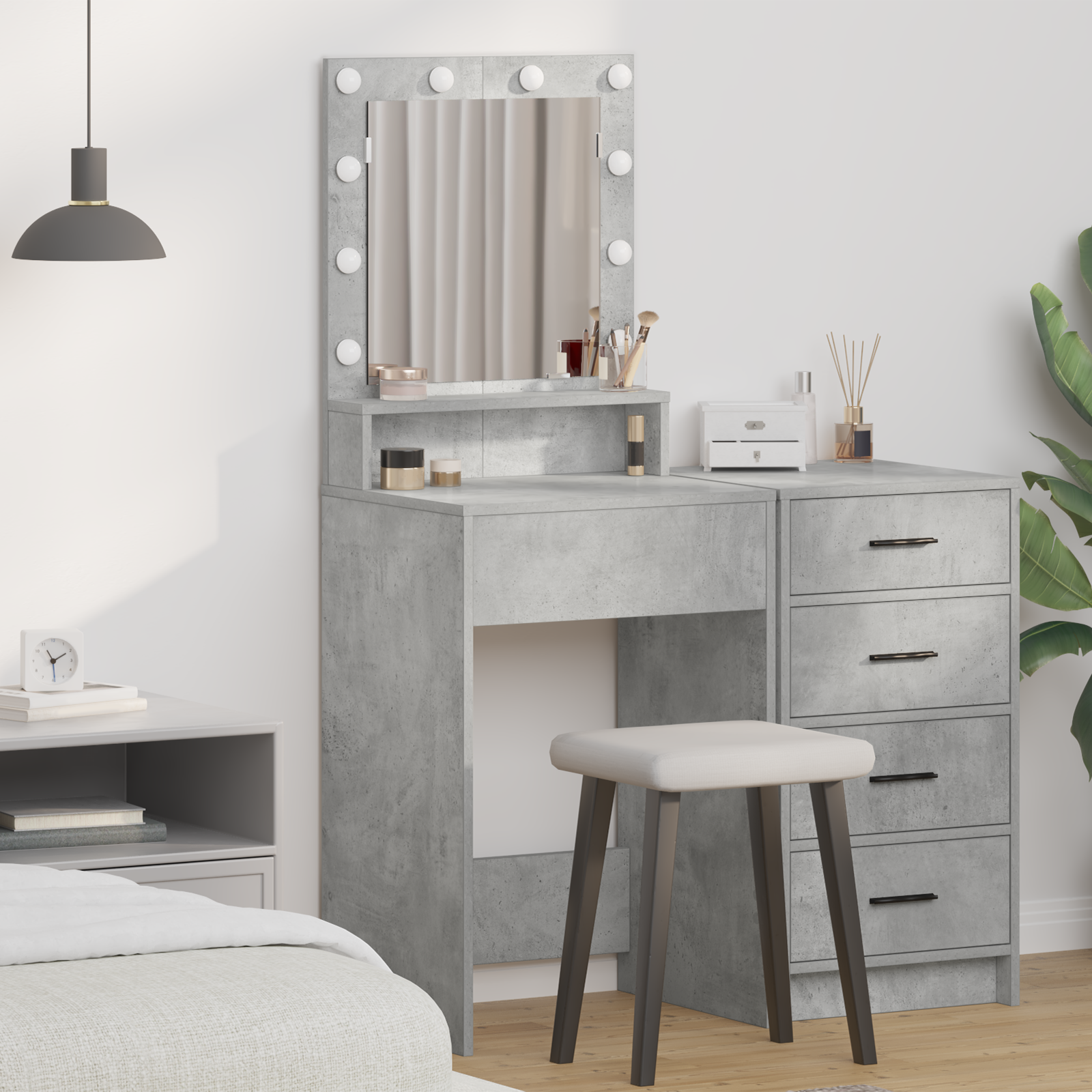 vidaXL Masă de toaletă Gri beton 50 x 41 x 135 cm Lemn compozit - 0 | YEO