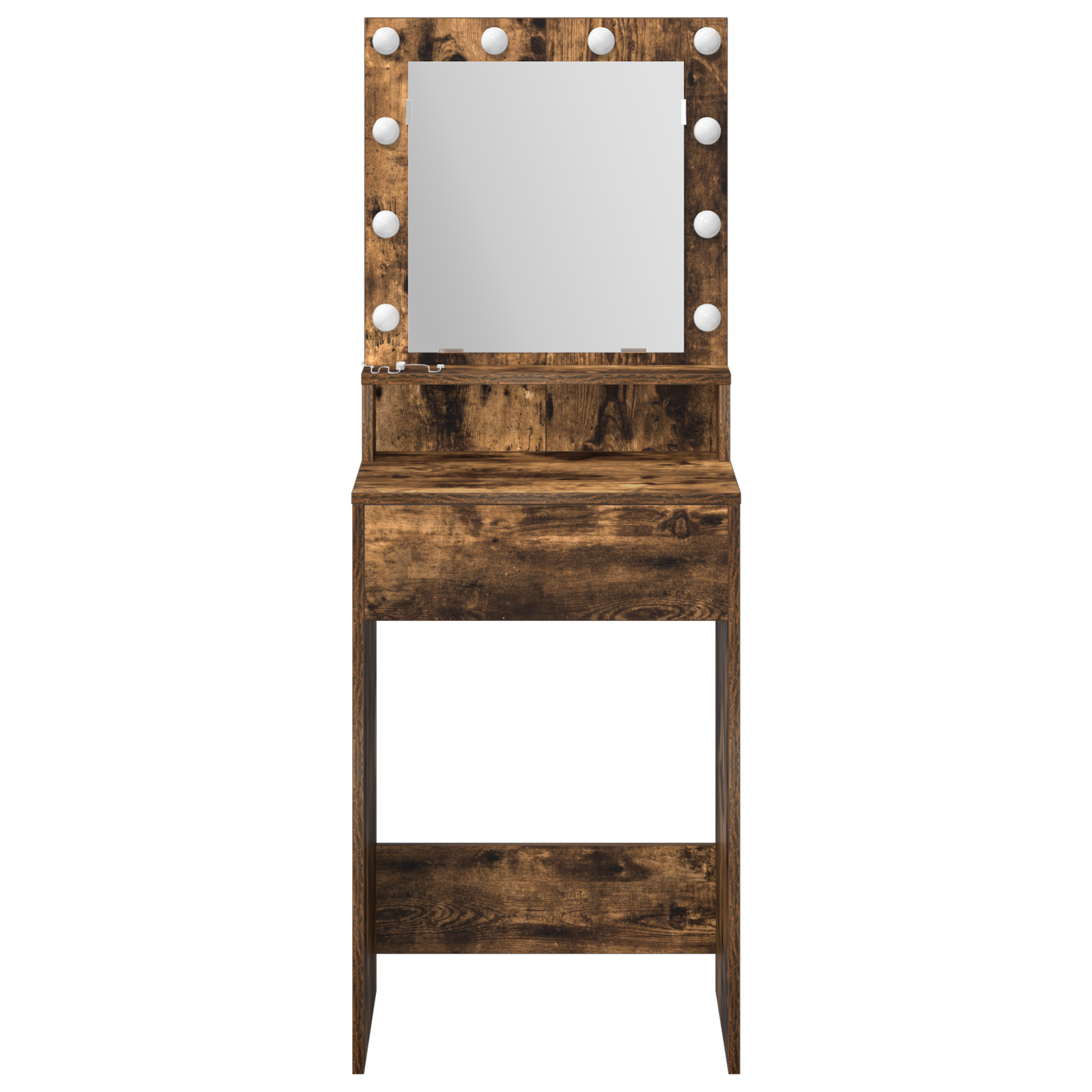 Makeup Table with LED Lights - Smoked Oak 50x41x135 cm - Image 4