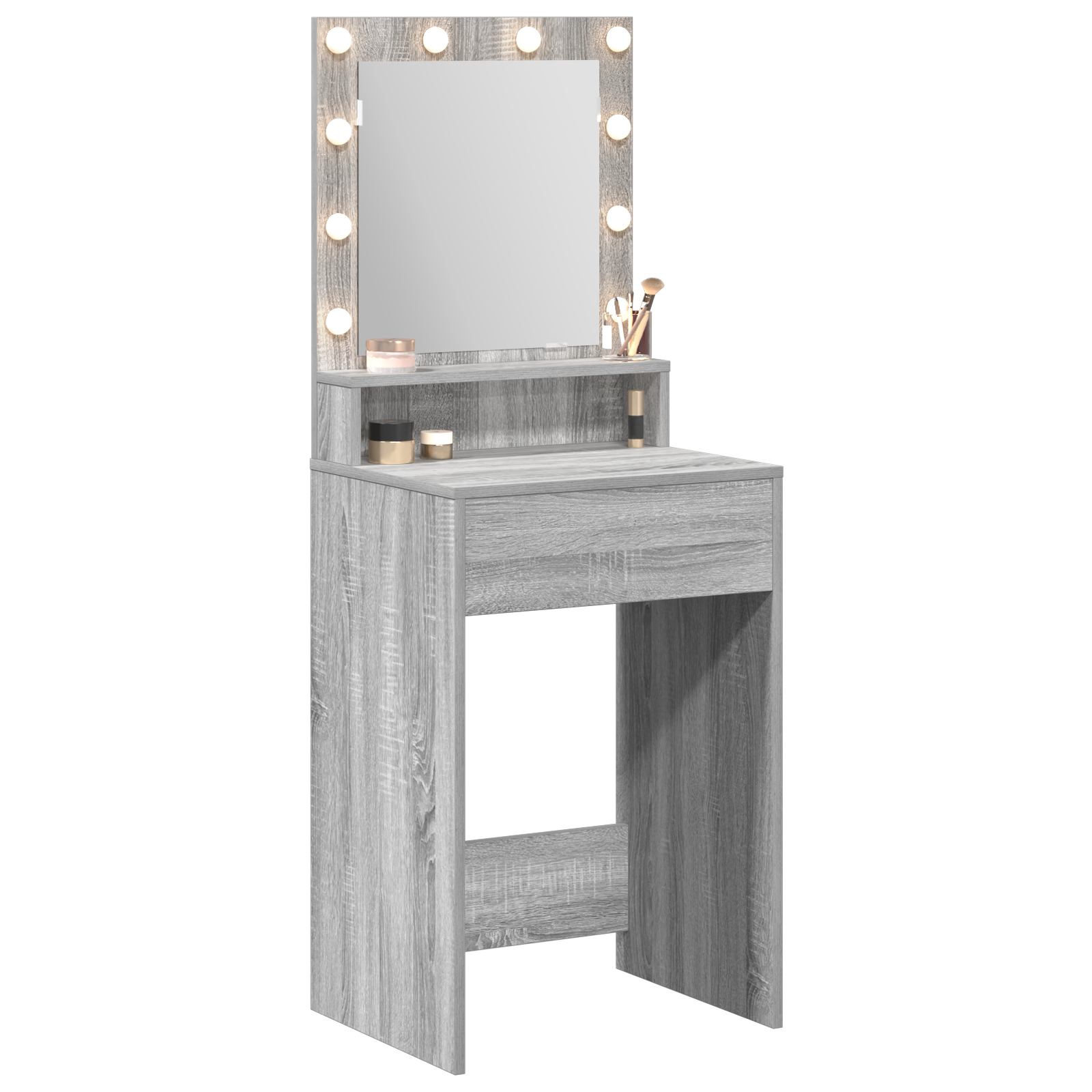 Dressing Table with LED Lights in Grey Sonoma - 50x41x135 cm - Image 3