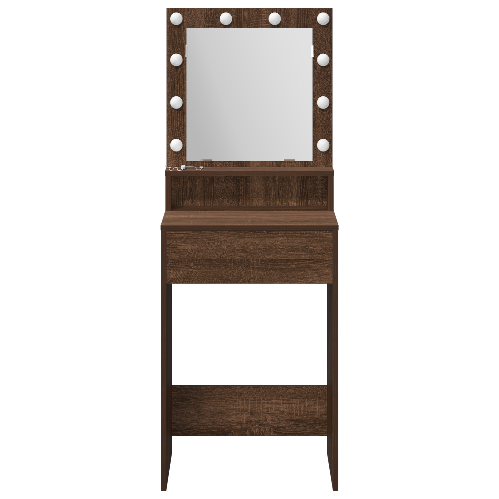 Makeup Desk with LED Lights - Brown Oak - 50x41x135 cm - Image 4
