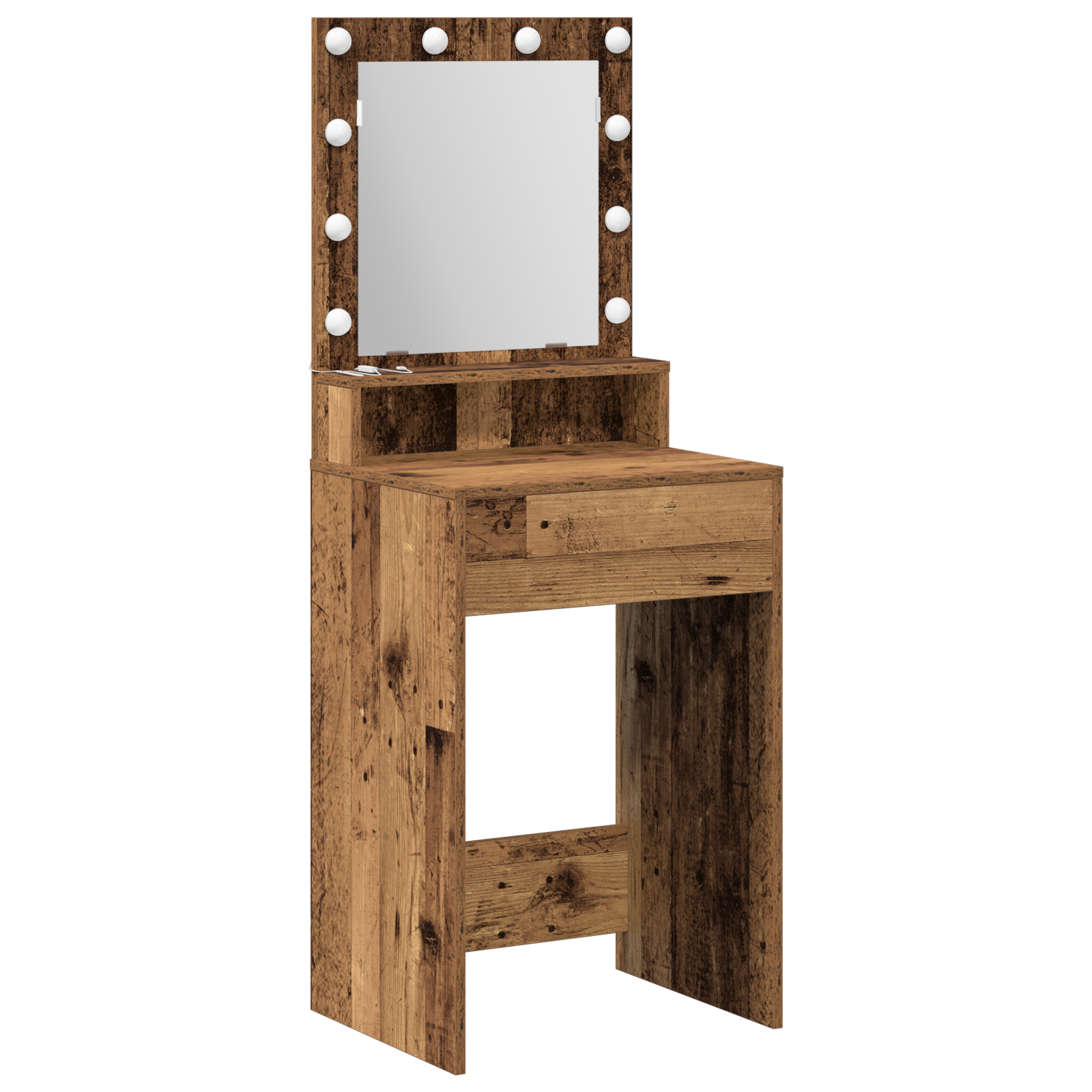 Dressing Table with LED Lights - Old Wood, 50x41x135 cm - Image 2