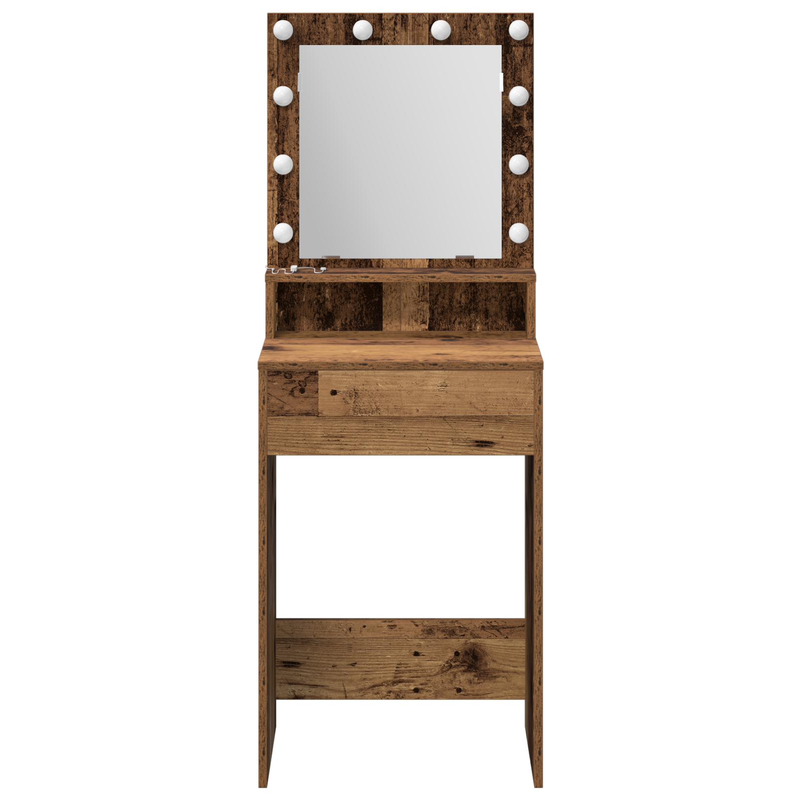 Dressing Table with LED Lights - Old Wood, 50x41x135 cm - Image 4