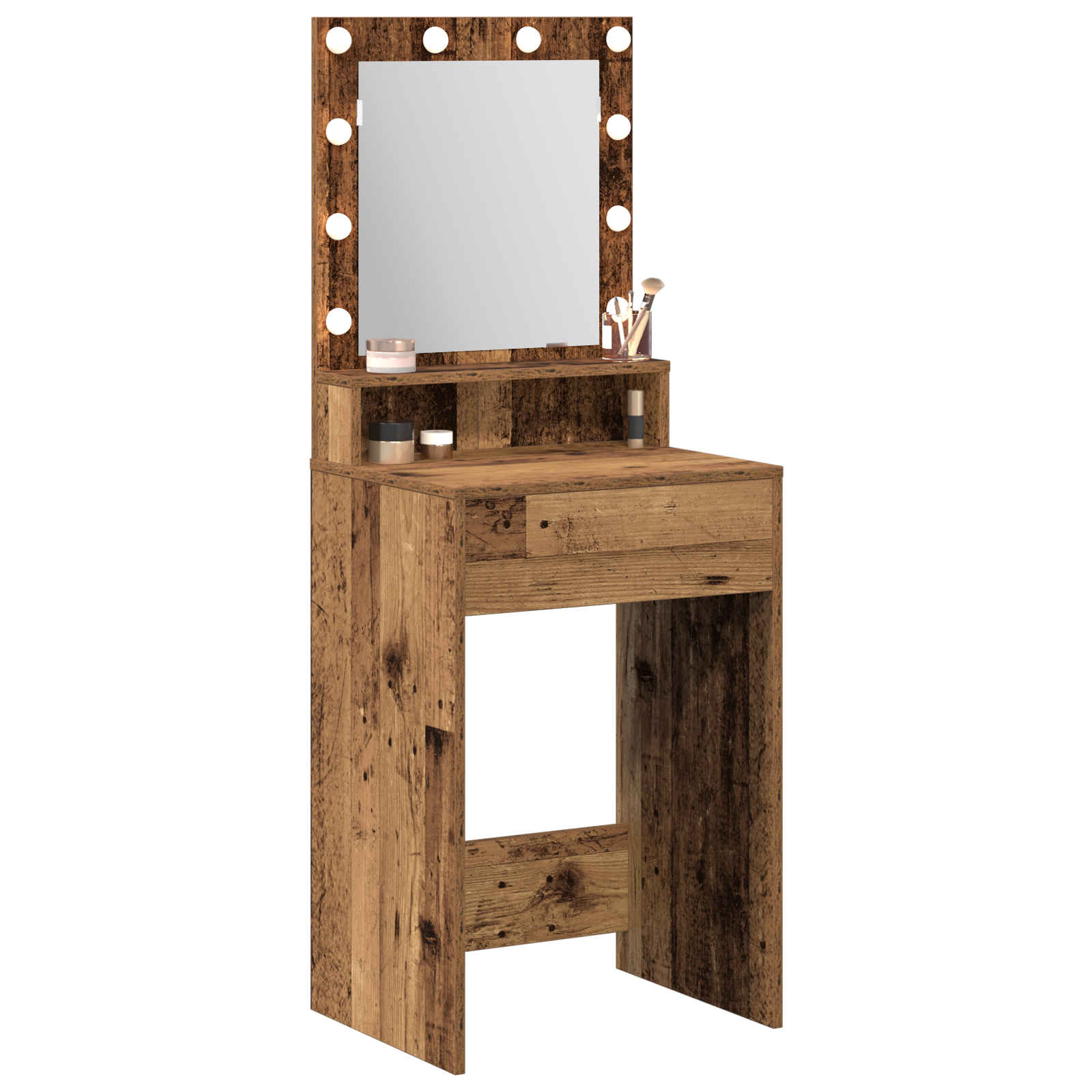 Dressing Table with LED Lights - Old Wood, 50x41x135 cm - Image 3