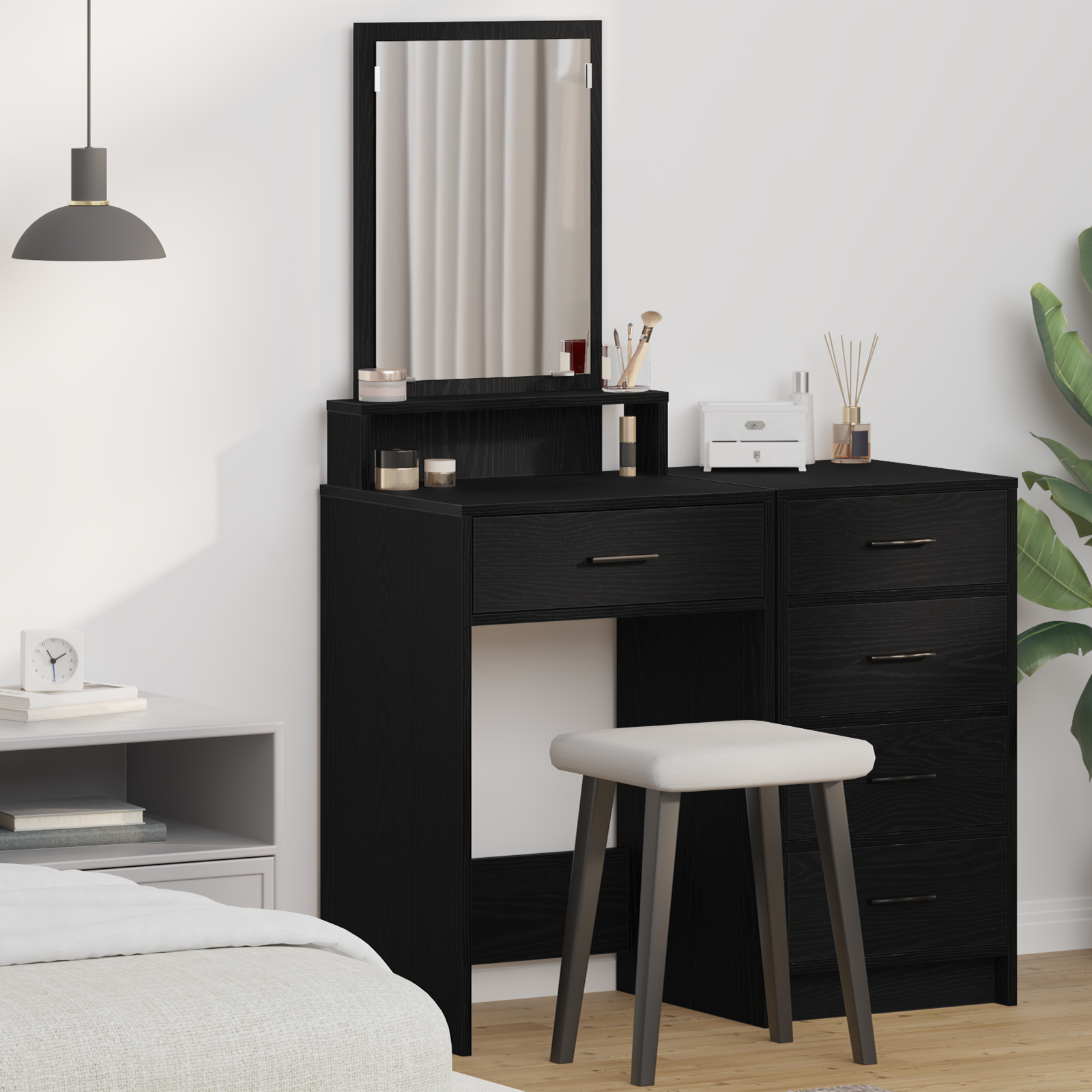 Dressing Table with Drawers - Black Oak - 50x41x140 cm