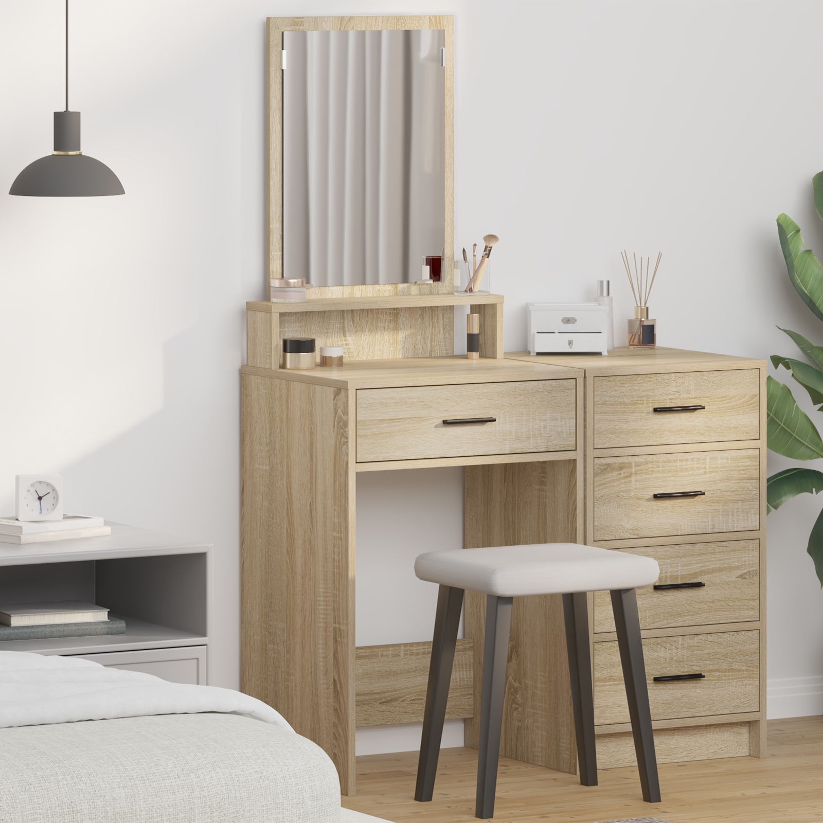 Dressing Table with Drawers - Sonoma Oak, 50x41x140 cm