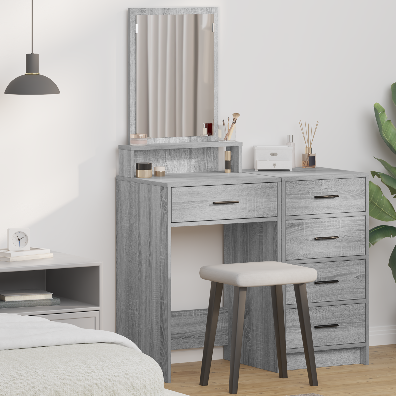 Dressing Table with Drawers Grey Sonoma 50x41x140 cm